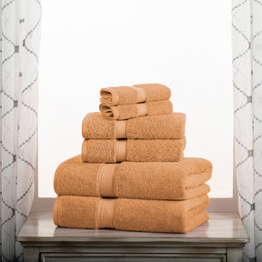 Superior Egyptian Cotton Heavyweight 6 Piece Bath Towel Set - Rust