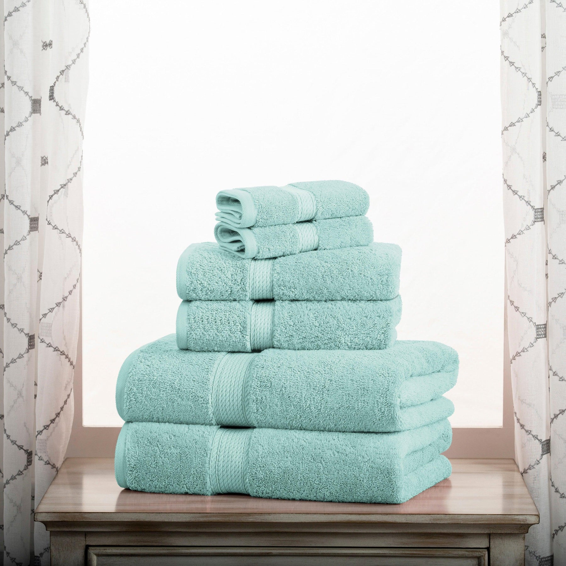 Hotel Style 6-Piece Egyptian Cotton Bath Towel Set, Charcoal Sky