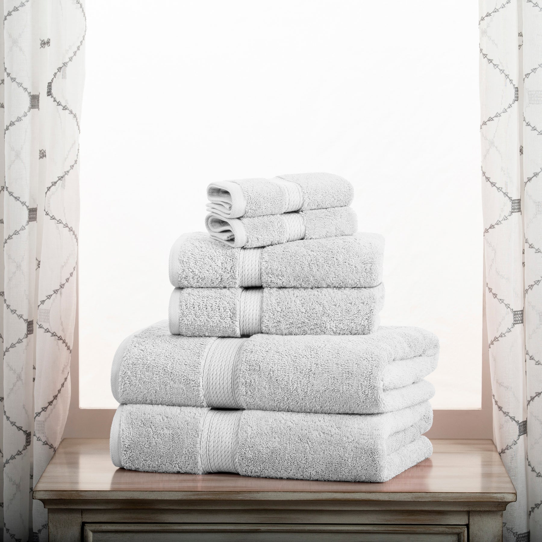 900 GSM Cotton Bath Sheet Towel (Set 2) White Solid Color Turkish