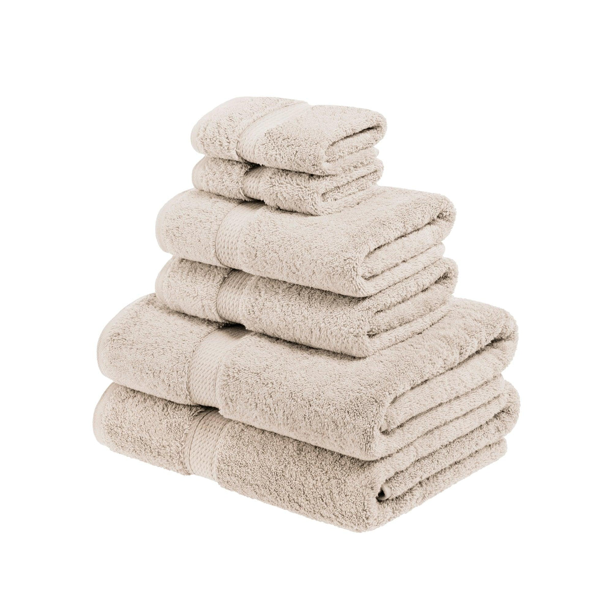 Superior Egyptian Cotton Heavyweight 6 Piece Bath Towel Set - Stone