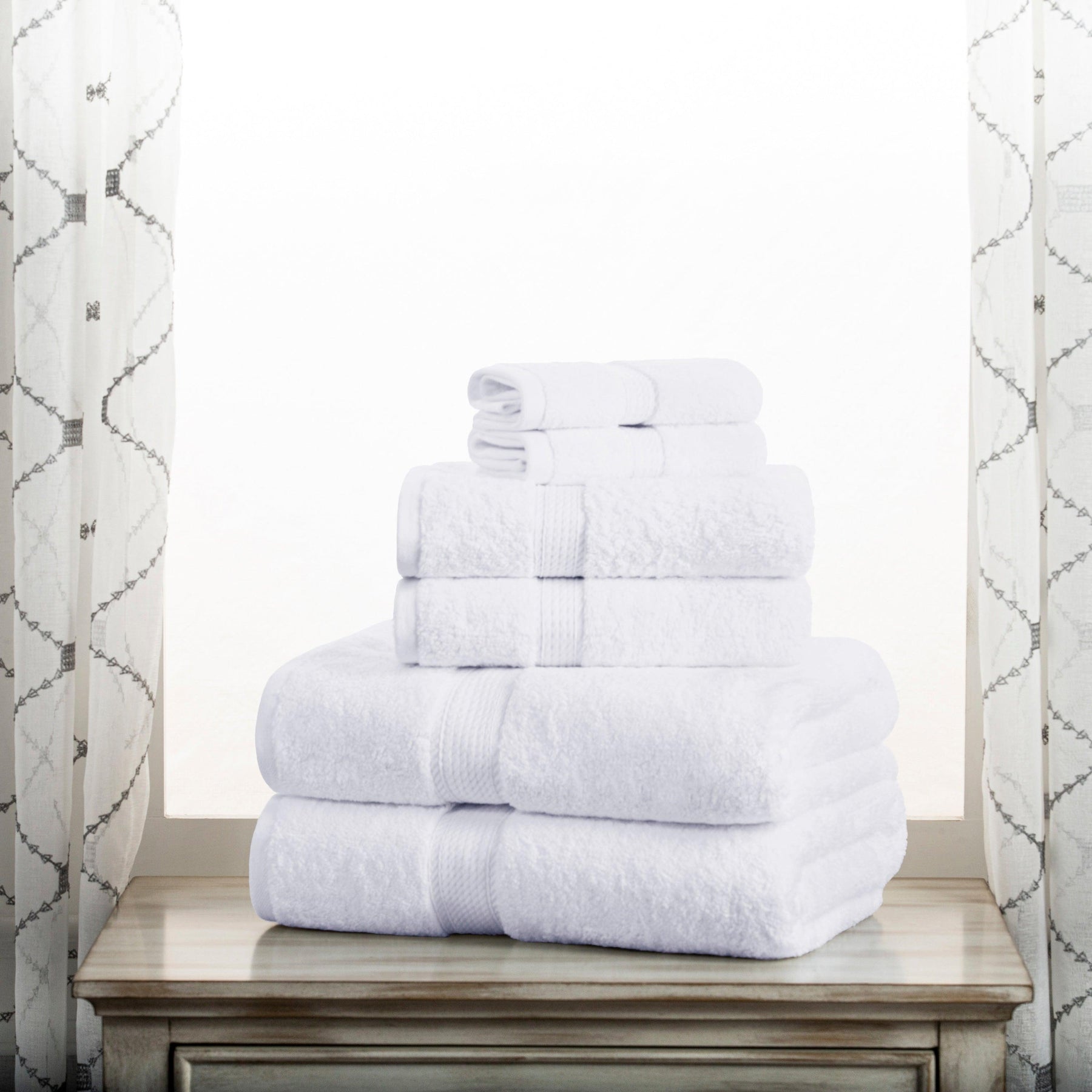 Superior Egyptian Cotton Heavyweight 6 Piece Bath Towel Set - White