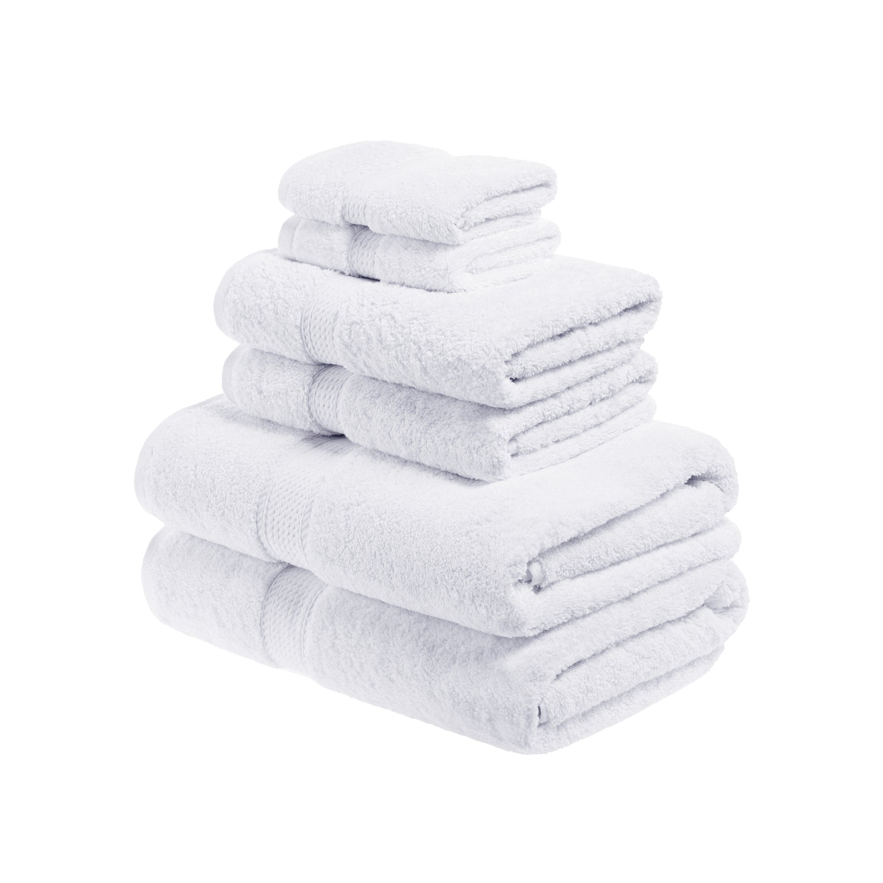 Superior Egyptian Cotton Heavyweight 6 Piece Bath Towel Set - White