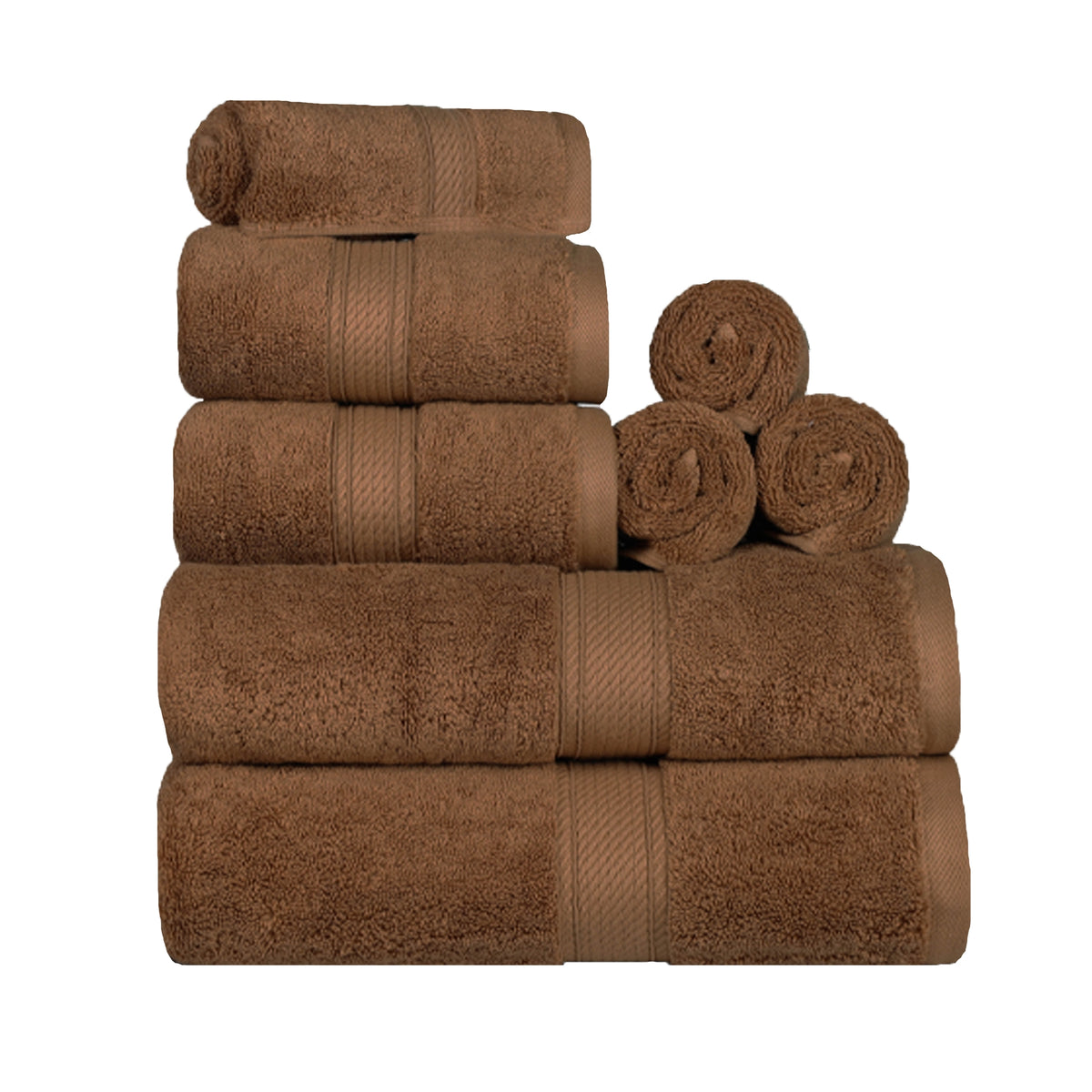 Egyptian Cotton Heavyweight 8 Piece Towel Set - Chocolate