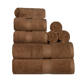 Egyptian Cotton Heavyweight 8 Piece Towel Set - Chocolate