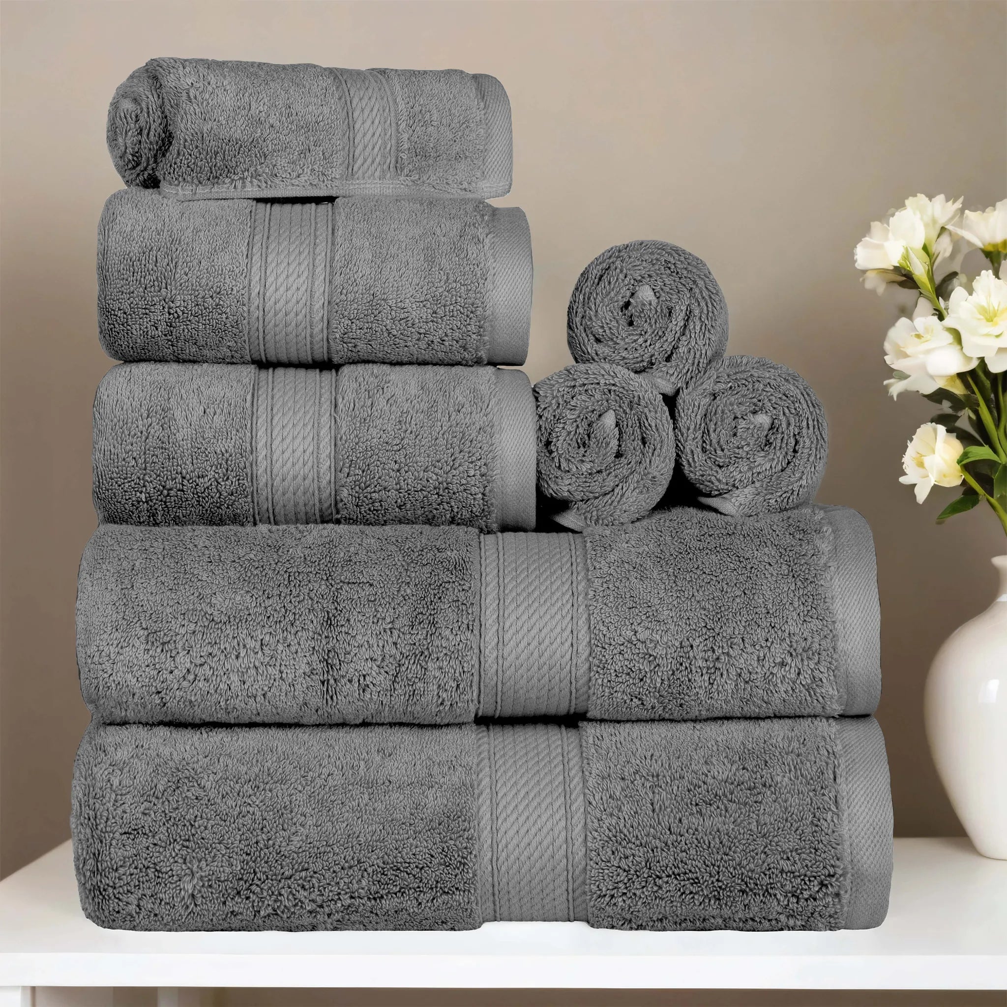 Egyptian Cotton 8-piece towel set – Plush & Heavyweight