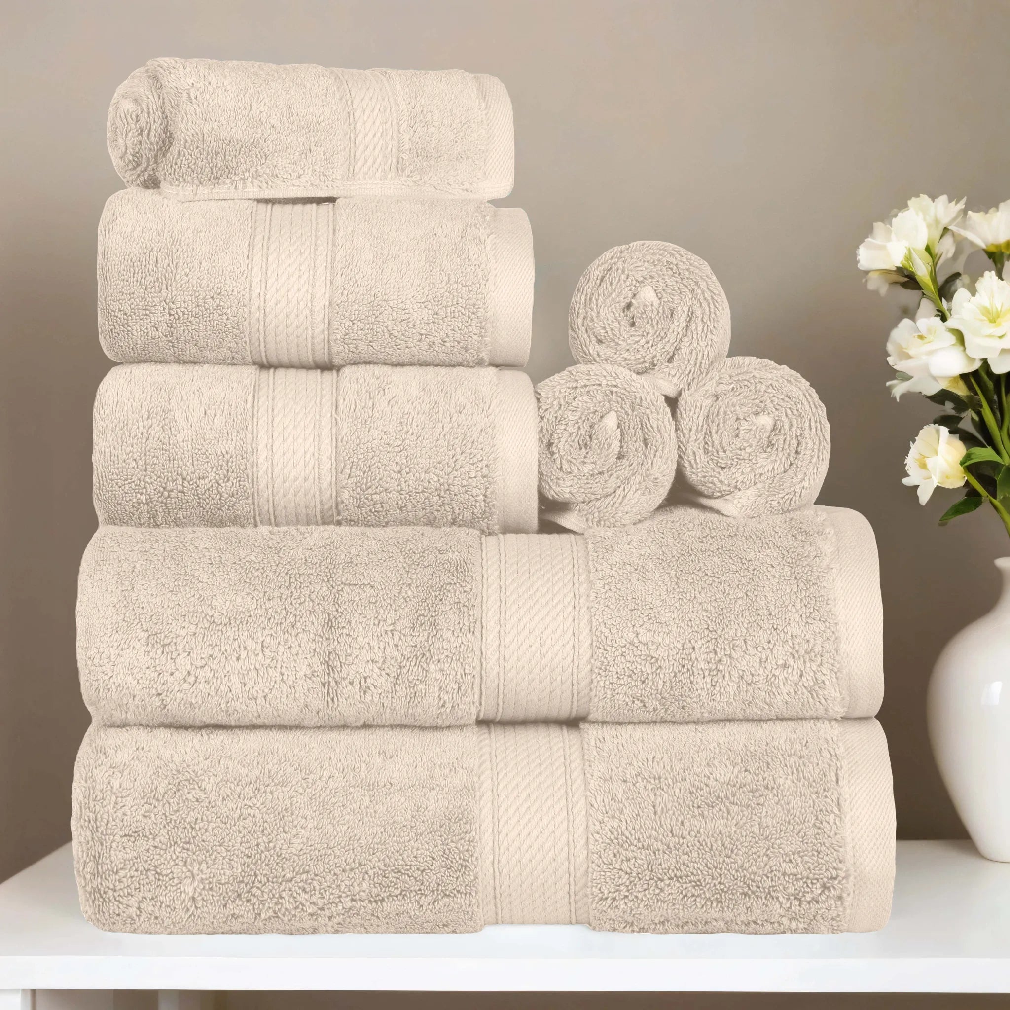 Egyptian Cotton 8-piece towel set – Plush & Heavyweight