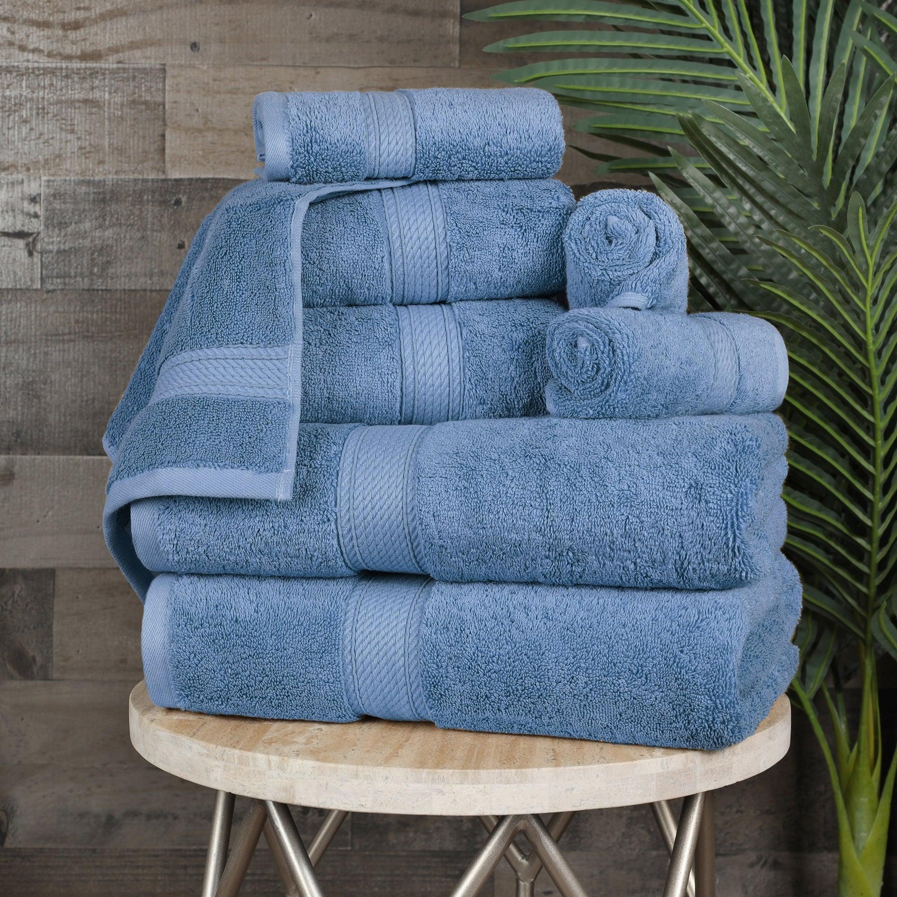 Madison Park Signature 6-Piece Transitional Cotton Bath Towel Set in Blue