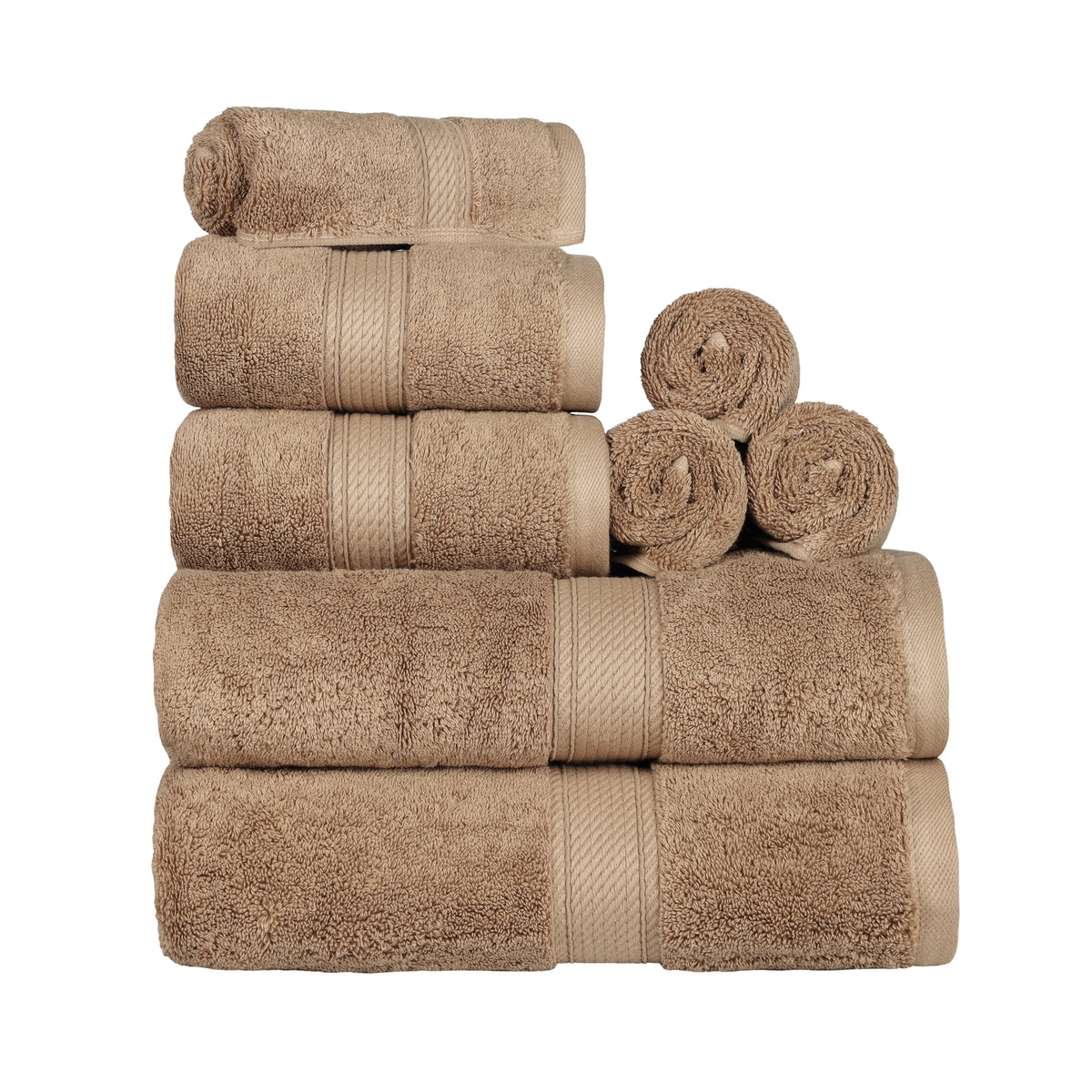 Egyptian Cotton Heavyweight 8 Piece Towel Set - Latte