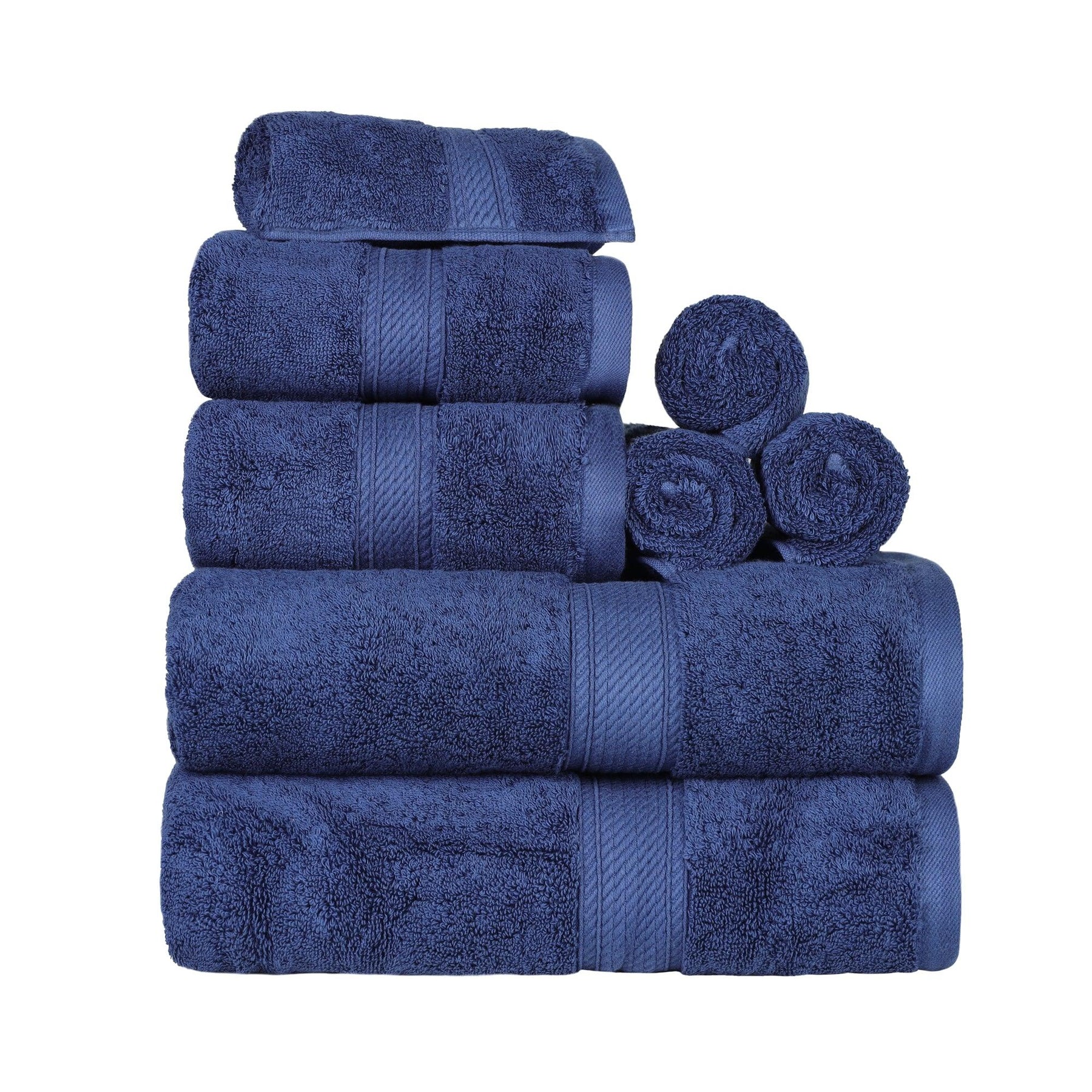 CHINO Oversized Bath Towel Set of 8 Navy, Microfiber 2 Large Bath Sheets, 2  Hand Towels, 4 Washcloths - Super Absorbent Jumbo Towels Set Diamond