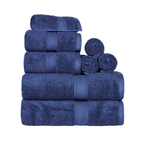 Egyptian Cotton Heavyweight 8 Piece Towel Set - Navy Blue
