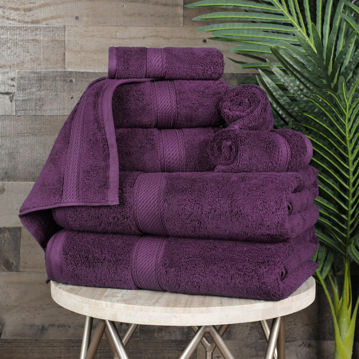 Egyptian Cotton Heavyweight 8 Piece Towel Set - Plum