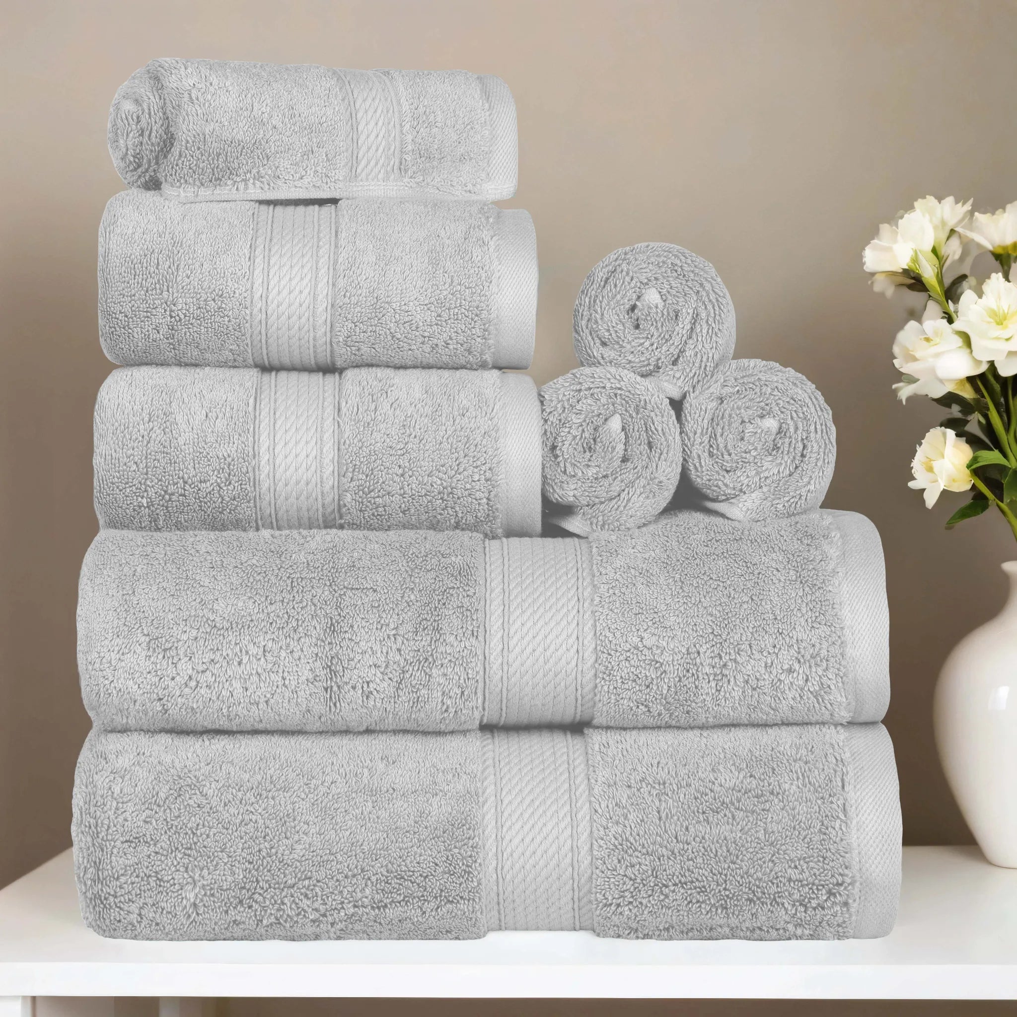 Egyptian Cotton 8-piece towel set – Plush & Heavyweight