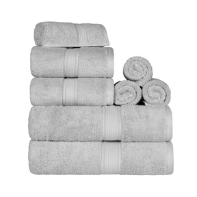Egyptian Cotton Heavyweight 8 Piece Towel Set - Silver