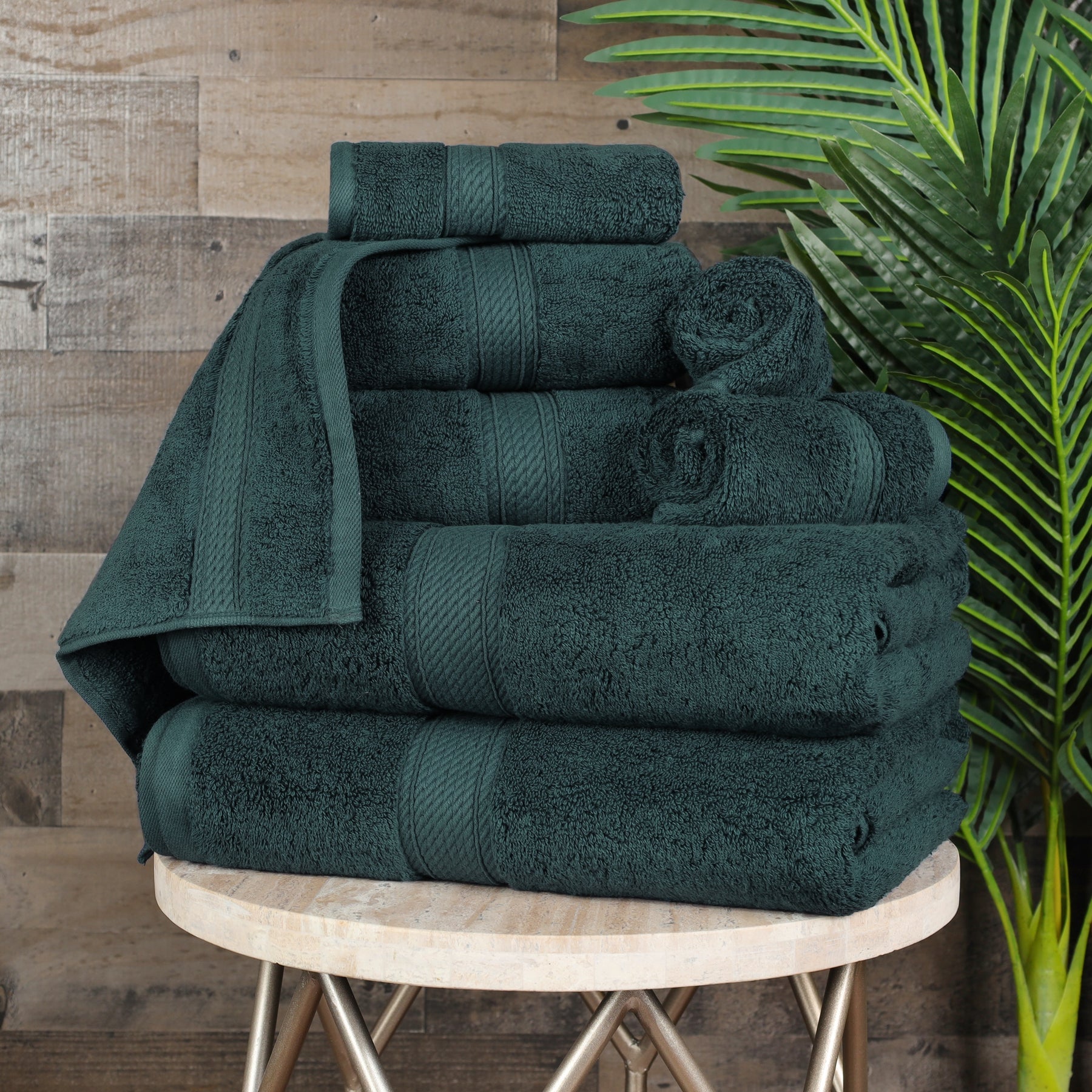 Solid Luxury Premium Cotton 800 GSM Highly Absorbent 6 Piece Bathroom Towel  Set, Forest Green by Blue Nile Mills