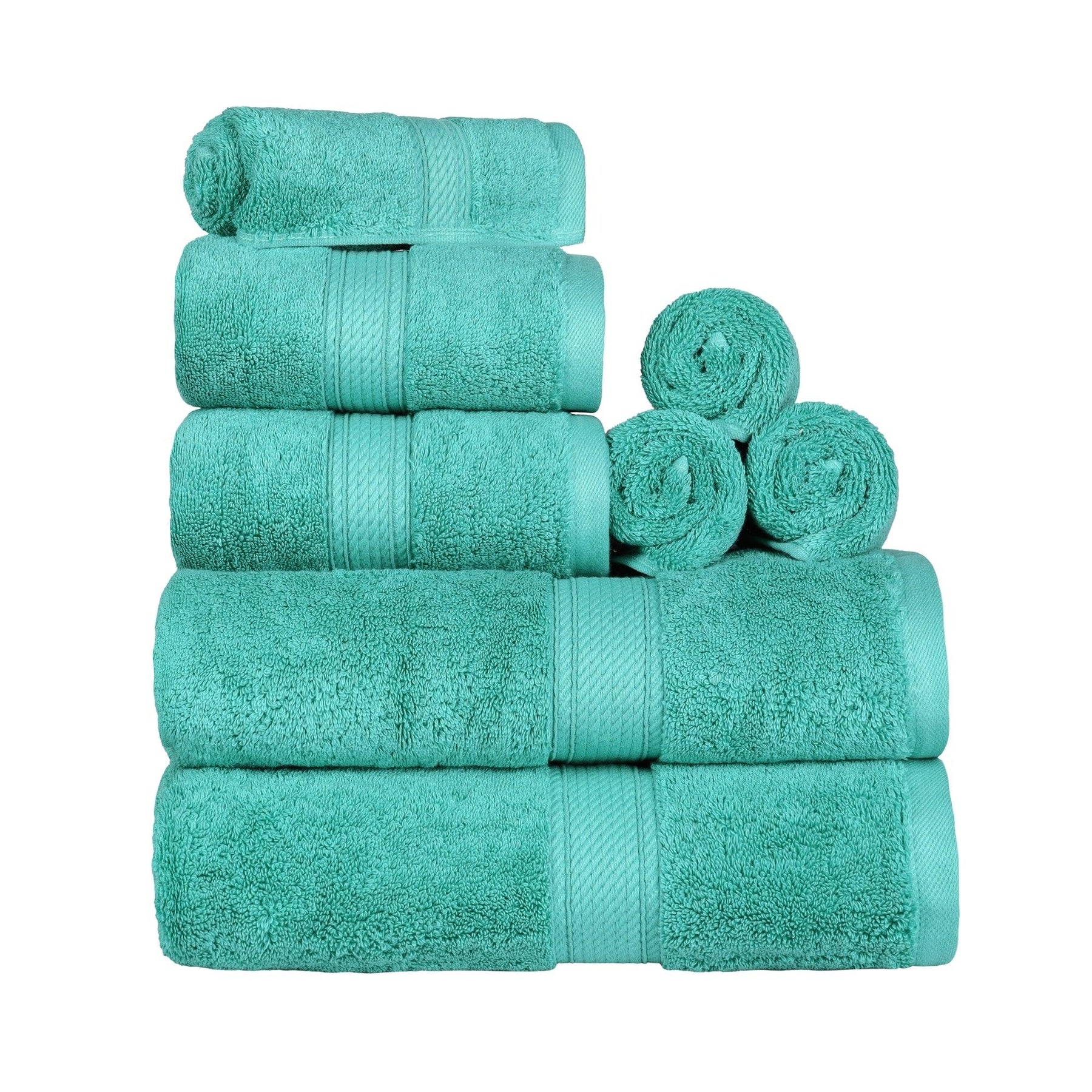 8pc Cotton Bath Towel Set Aqua