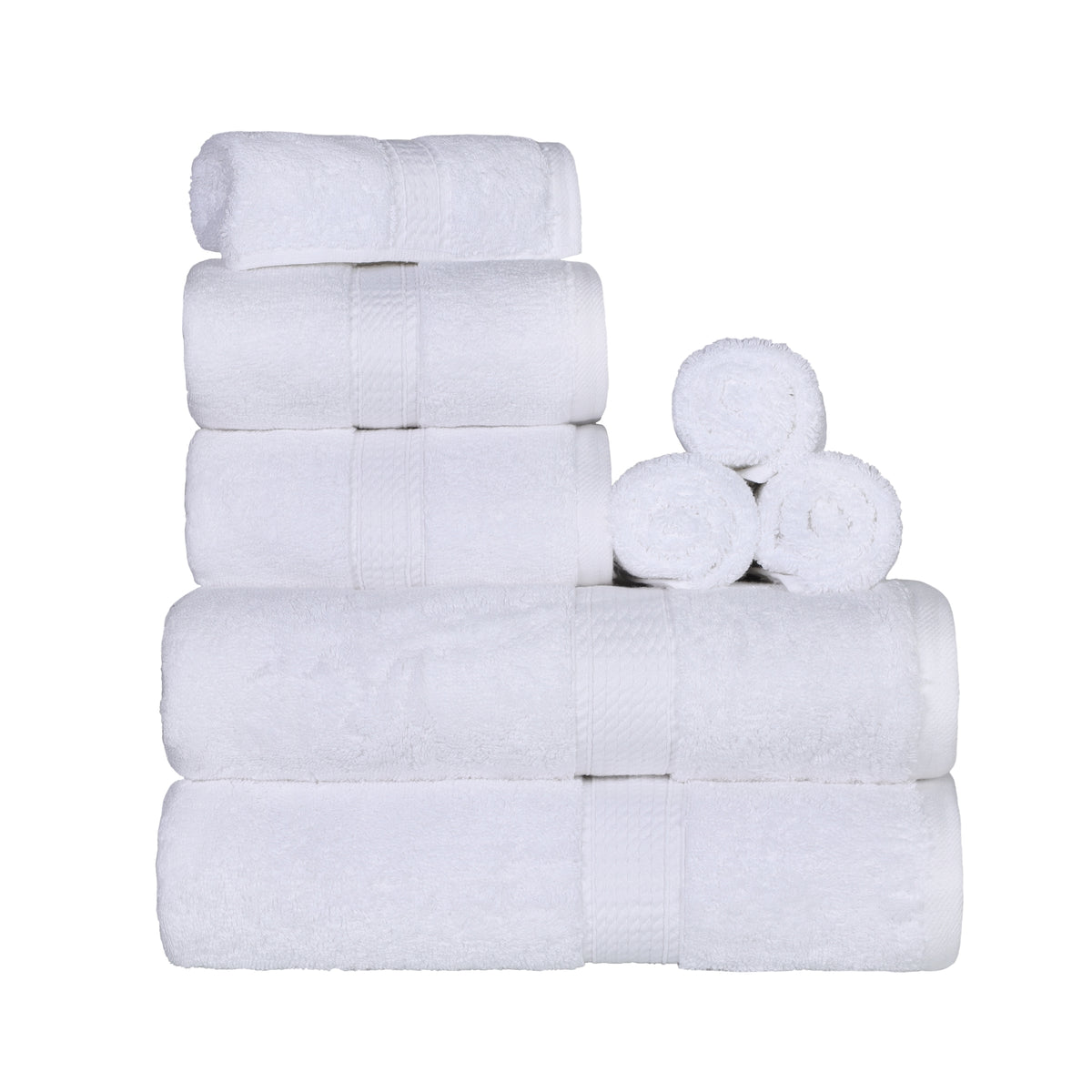 Egyptian Cotton Heavyweight 8 Piece Towel Set - White