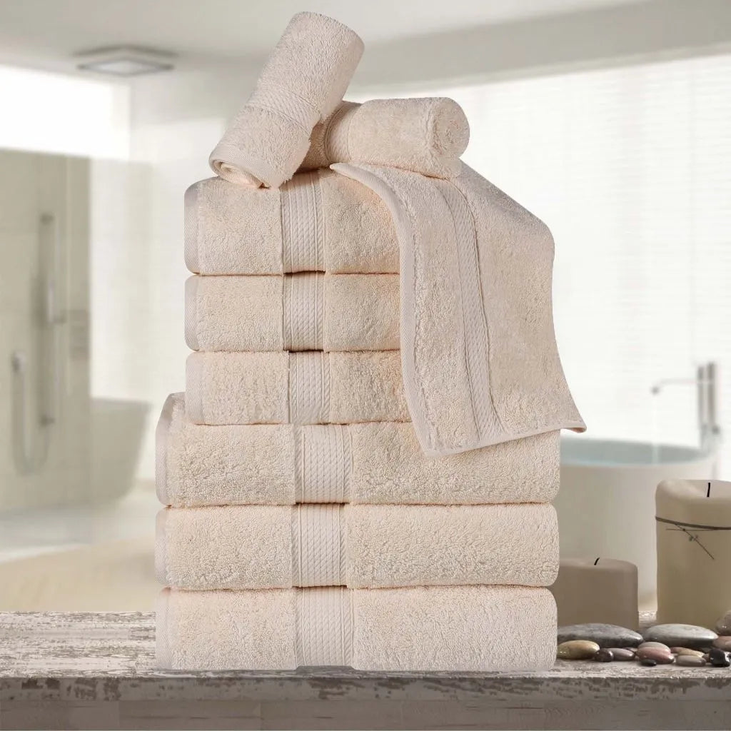 100% Egyptian Cotton Madison Plush Towel Set 9 Piece - Egyptian Cotton Towel Set by Superior Brand