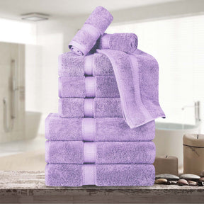 Superior Egyptian Cotton Plush Heavyweight Absorbent Luxury Soft 9-Piece Towel Set - Purple