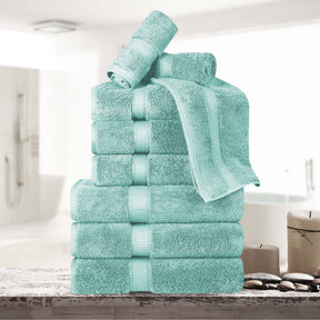 Superior Egyptian Cotton Plush Heavyweight Absorbent Luxury Soft 9-Piece Towel Set - Sea Foam