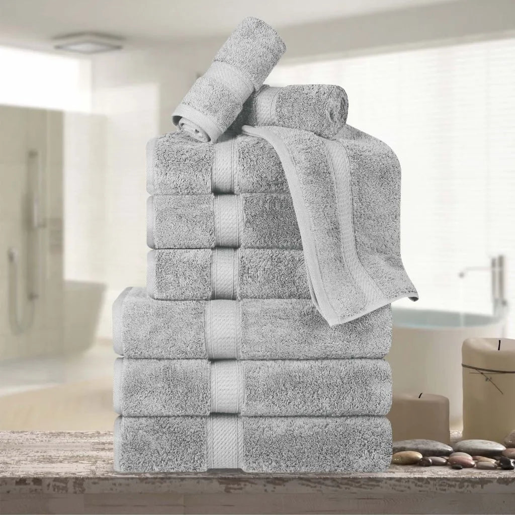 100% Egyptian Cotton Madison Plush Towel Set 9 Piece - Egyptian Cotton Towel Set by Superior Brand