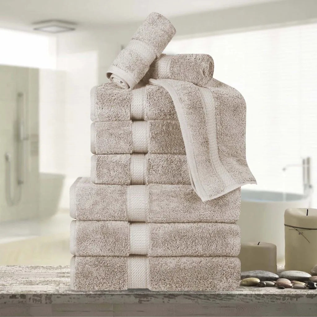 100% Egyptian Cotton Madison Plush Towel Set 9 Piece - Egyptian Cotton Towel Set by Superior Brand