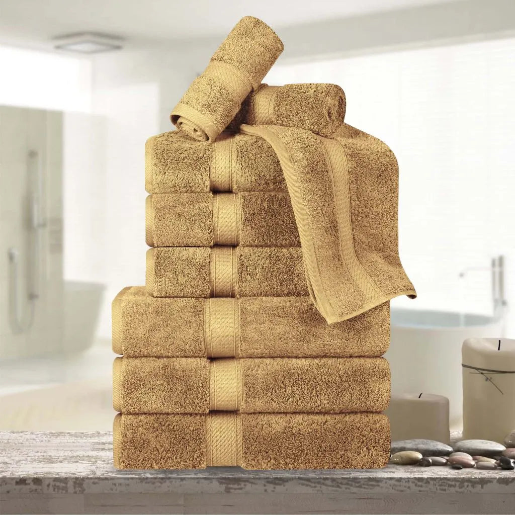 100% Egyptian Cotton Madison Plush Towel Set 9 Piece - Egyptian Cotton Towel Set by Superior Brand