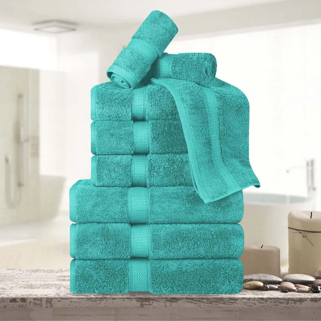 100% Egyptian Cotton Madison Plush Towel Set 9 Piece - Egyptian Cotton Towel Set by Superior Brand