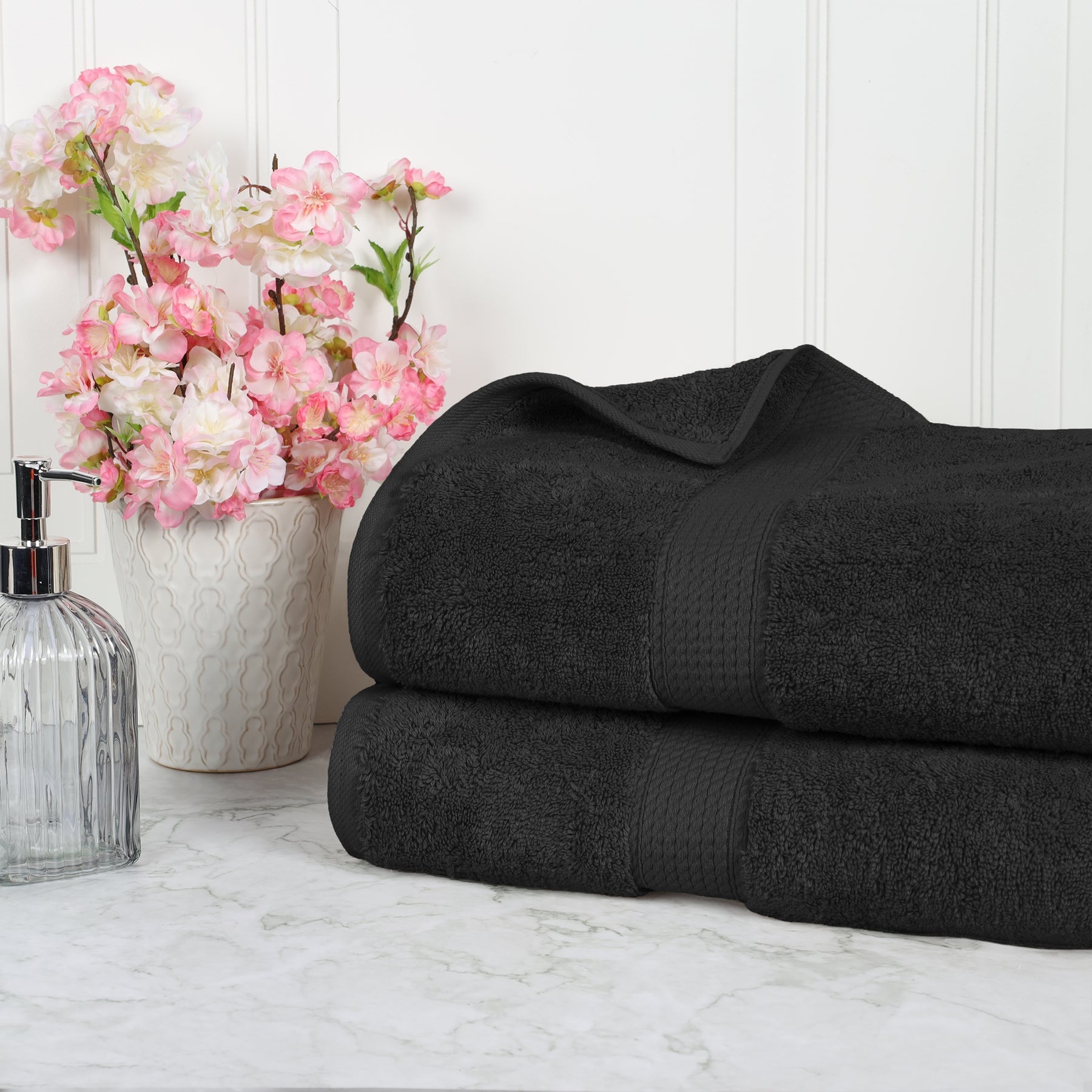 Egyptian Cotton Highly Absorbent 2 Piece Ultra-Plush Solid Bath Sheet Set - Black