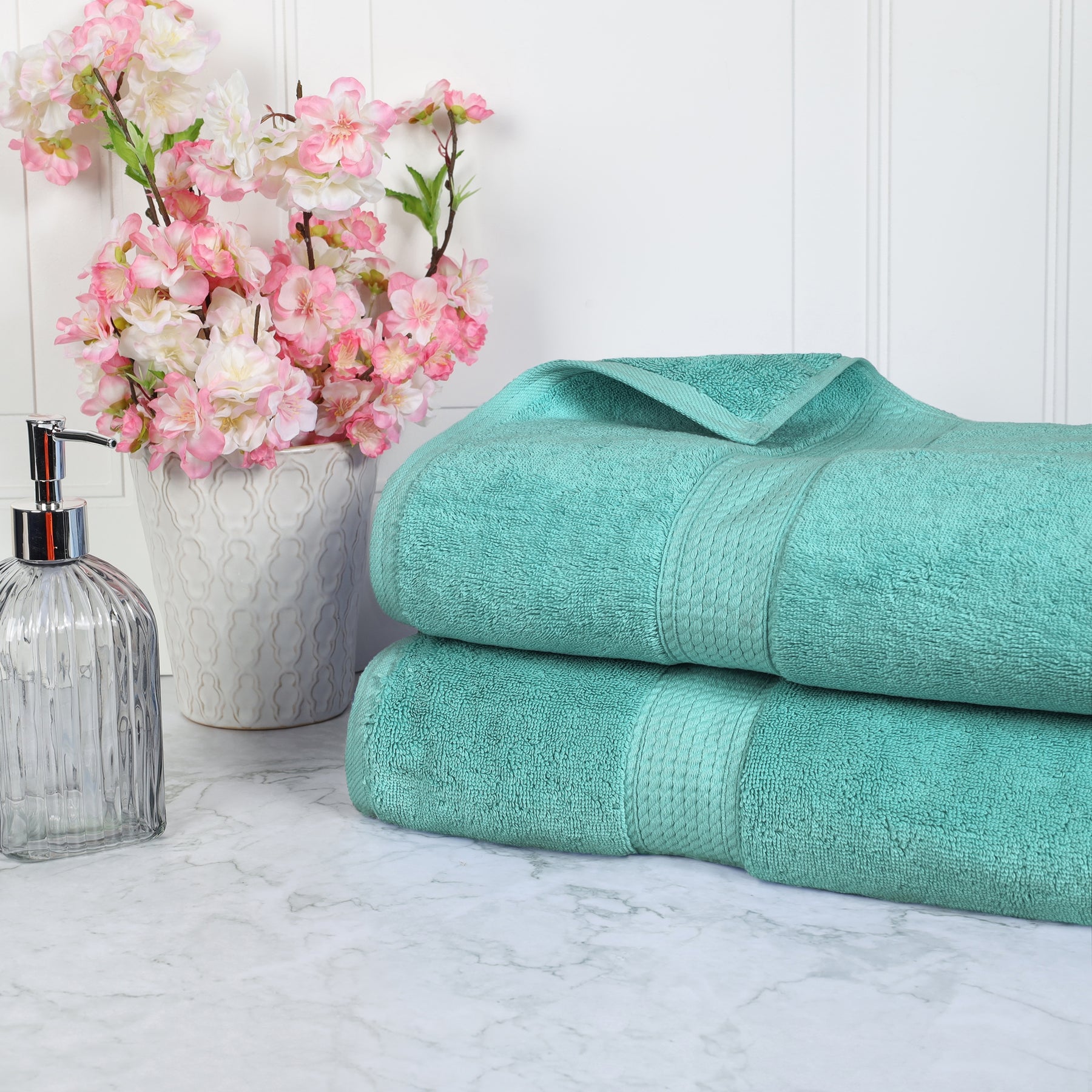 Egyptian Cotton Highly Absorbent 2 Piece Ultra-Plush Solid Bath Sheet Set - Turquoise