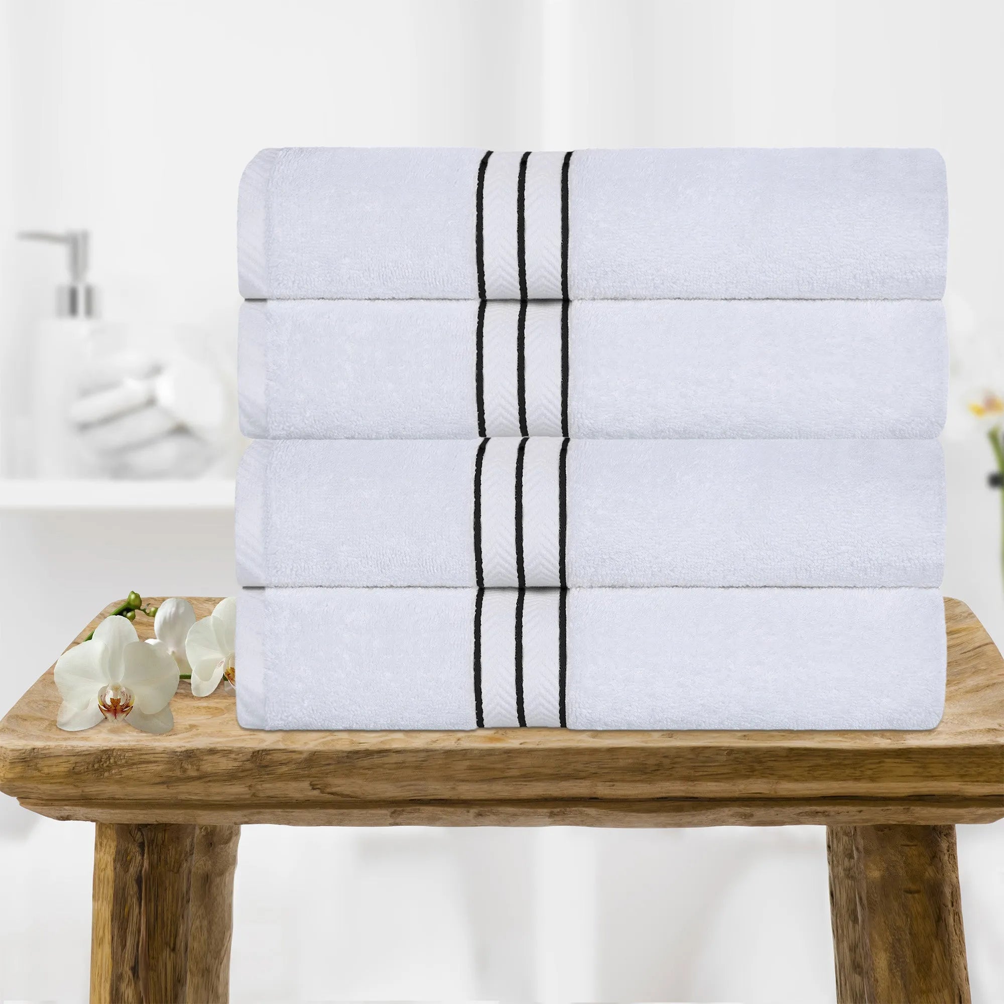 Turkish Cotton Ultra-Plush Absorbent Solid Bath Towel Set of 4 - Bath Towel by Superior Brand