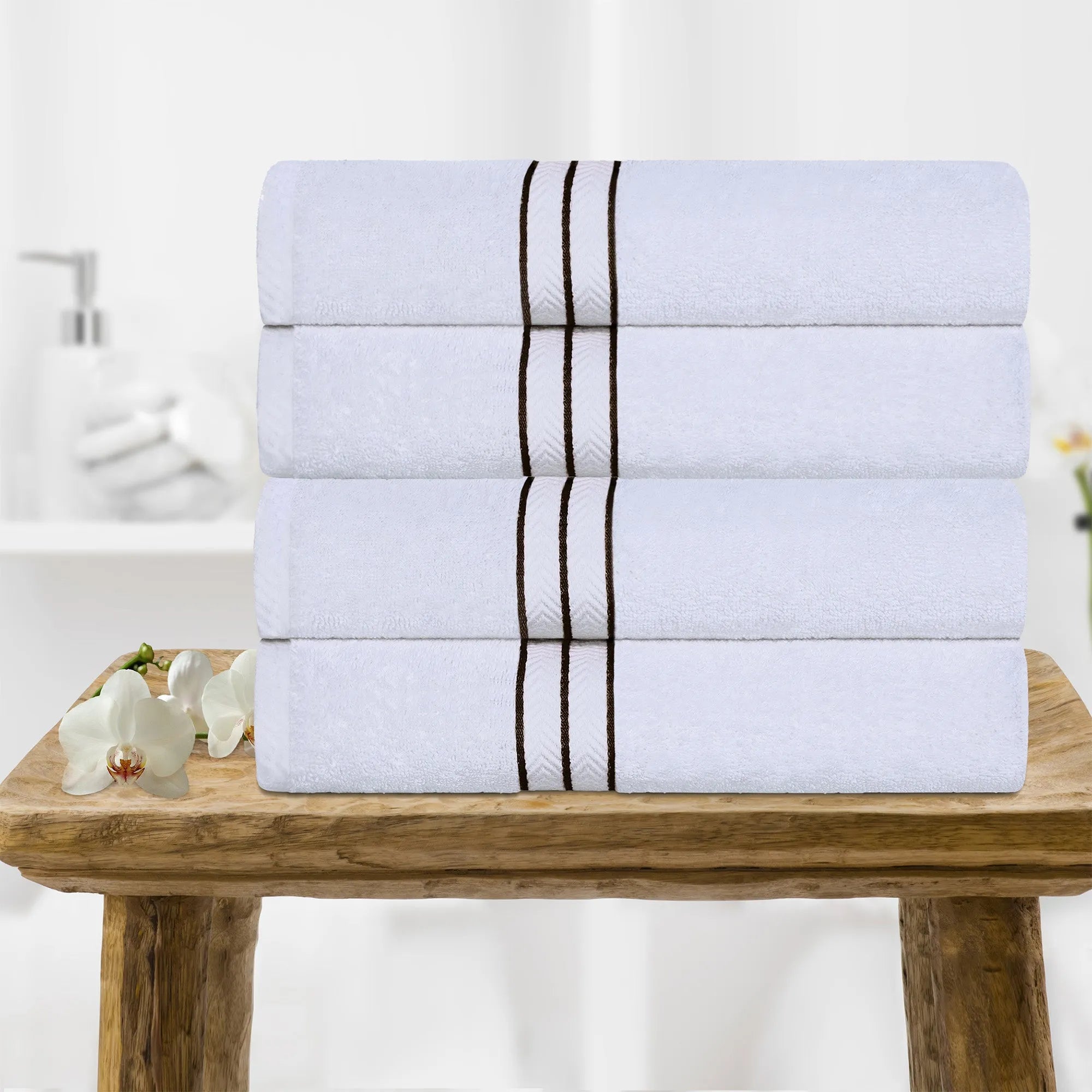 Turkish Cotton Ultra-Plush Absorbent Solid Bath Towel Set of 4 - Bath Towel by Superior Brand