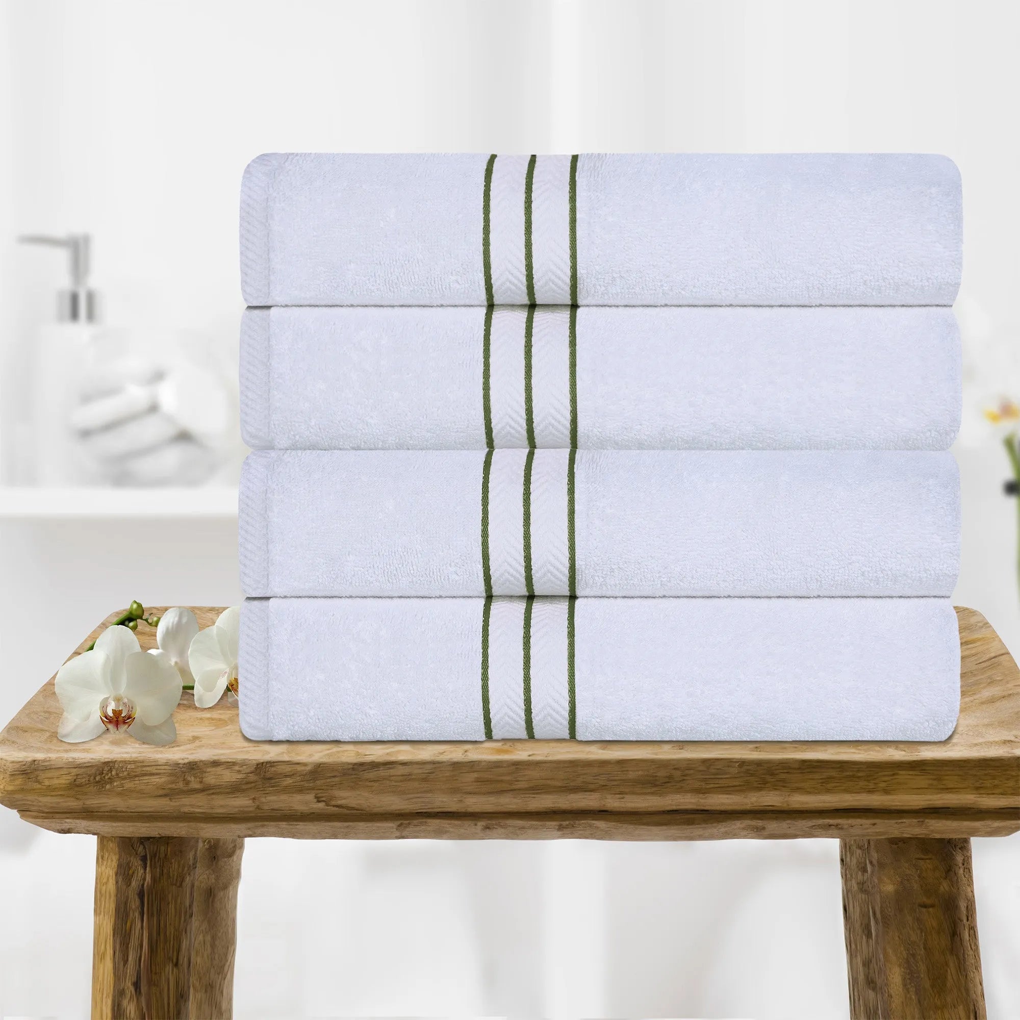 Turkish Cotton Ultra-Plush Absorbent Solid Bath Towel Set of 4 - Bath Towel by Superior Brand
