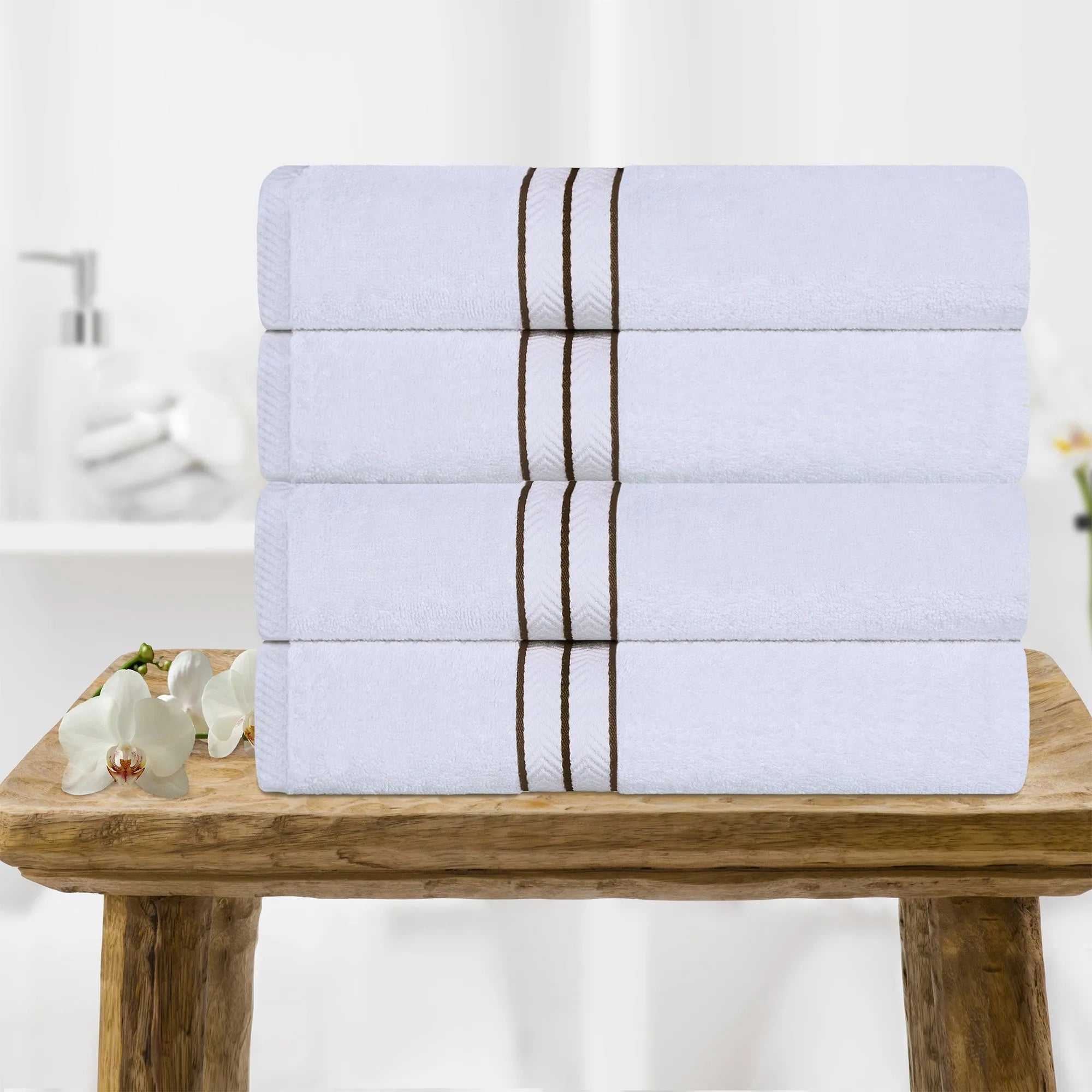 Turkish Cotton Ultra-Plush Absorbent Solid Bath Towel Set of 4 - Bath Towel by Superior Brand