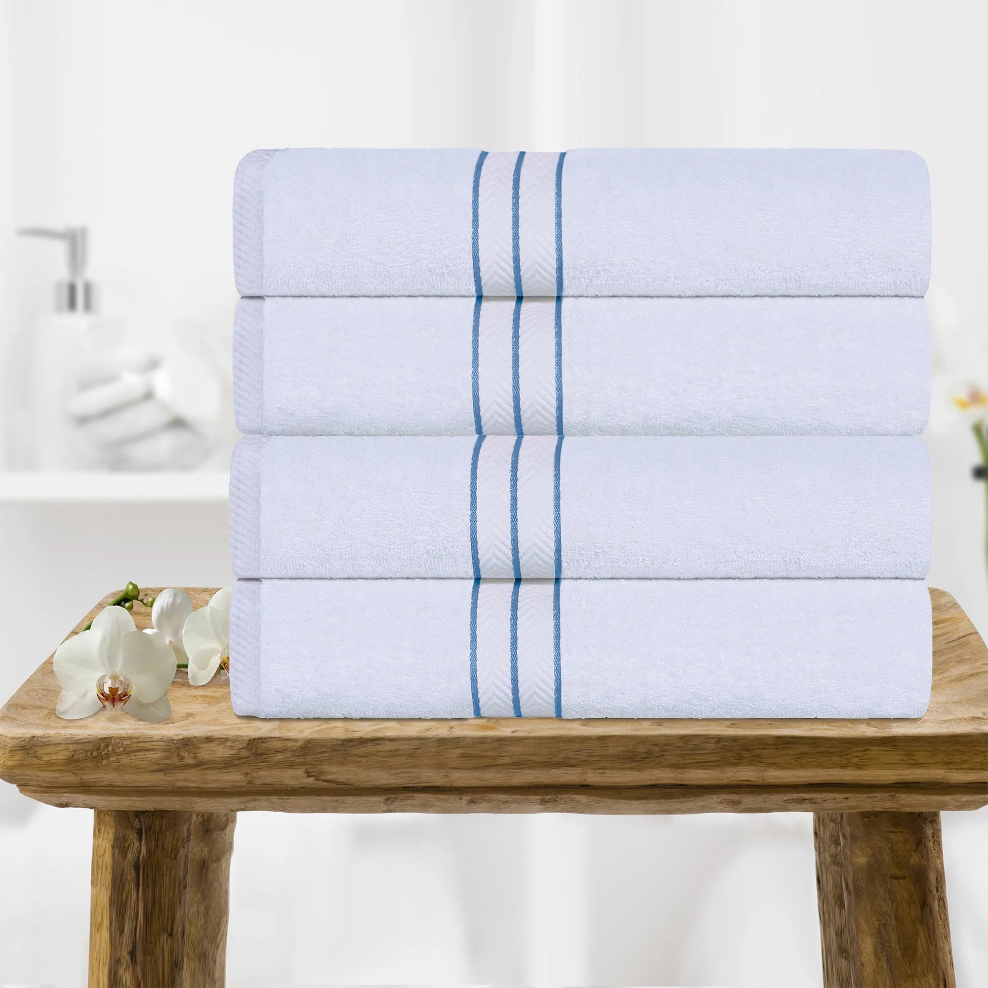 Turkish Cotton Ultra-Plush Absorbent Solid Bath Towel Set of 4 - Bath Towel by Superior Brand