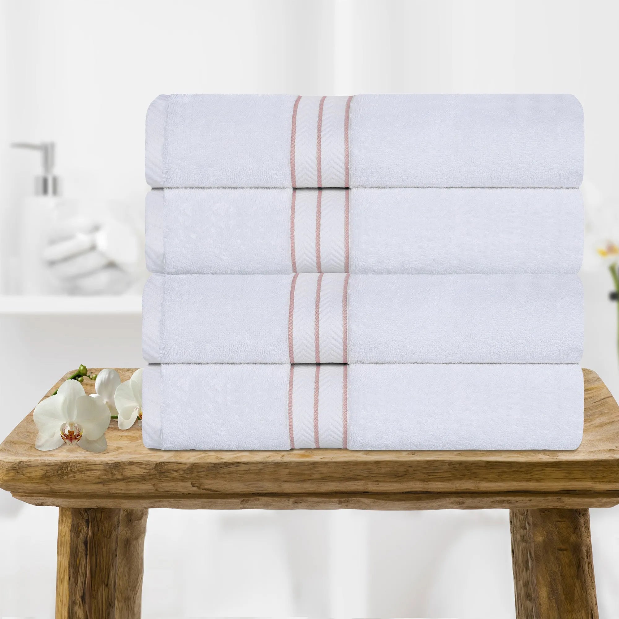 Turkish Cotton Ultra-Plush Absorbent Solid Bath Towel Set of 4 - Bath Towel by Superior Brand