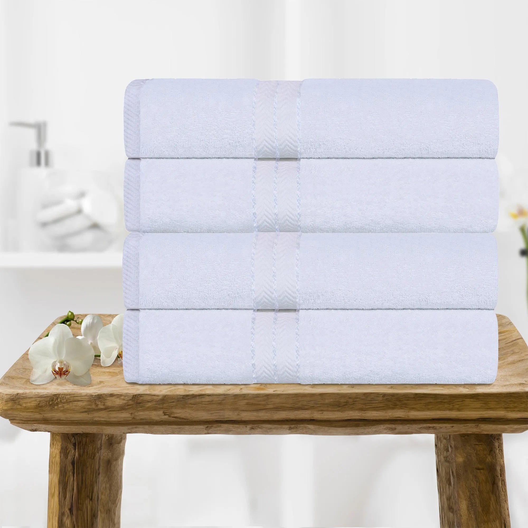 Turkish Cotton Ultra-Plush Absorbent Solid Bath Towel Set of 4 - Bath Towel by Superior Brand
