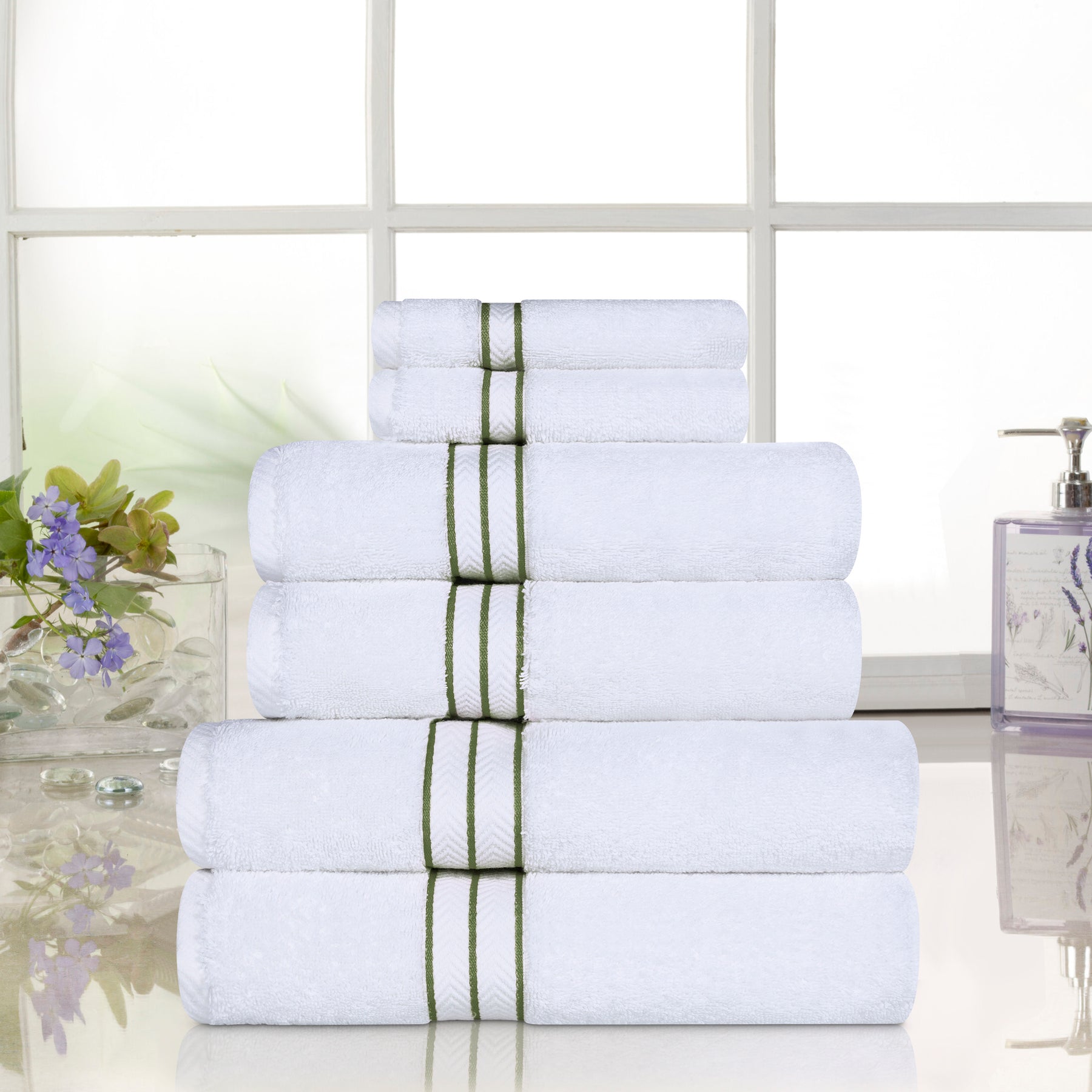 Ultra-Plush Turkish Cotton Hotel Collection Super Absorbent Solid Luxury Bathroom Set - Forest Green