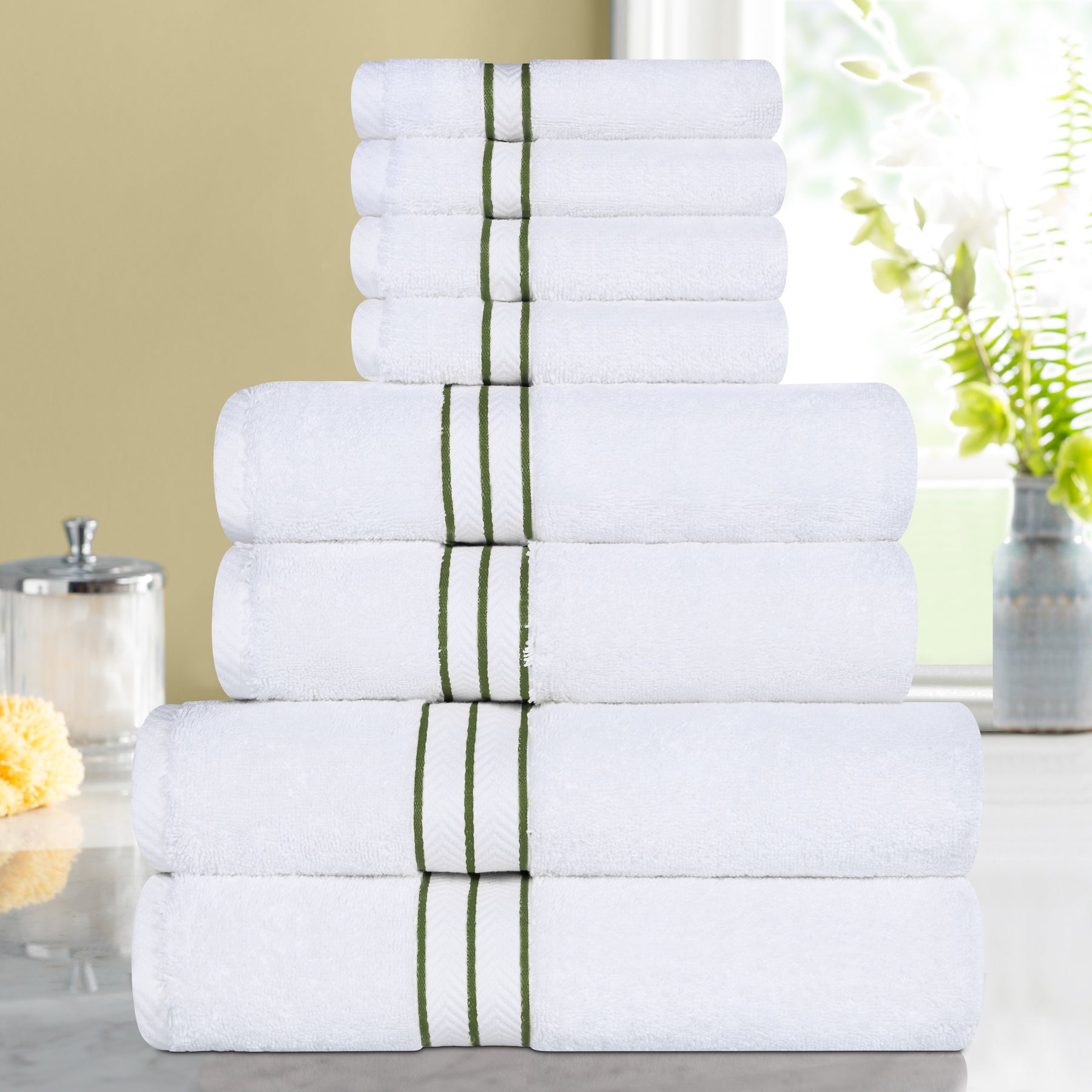 Ultra-Plush Turkish Cotton Hotel Collection Super Absorbent Solid Luxury Bathroom Set - Forest Green