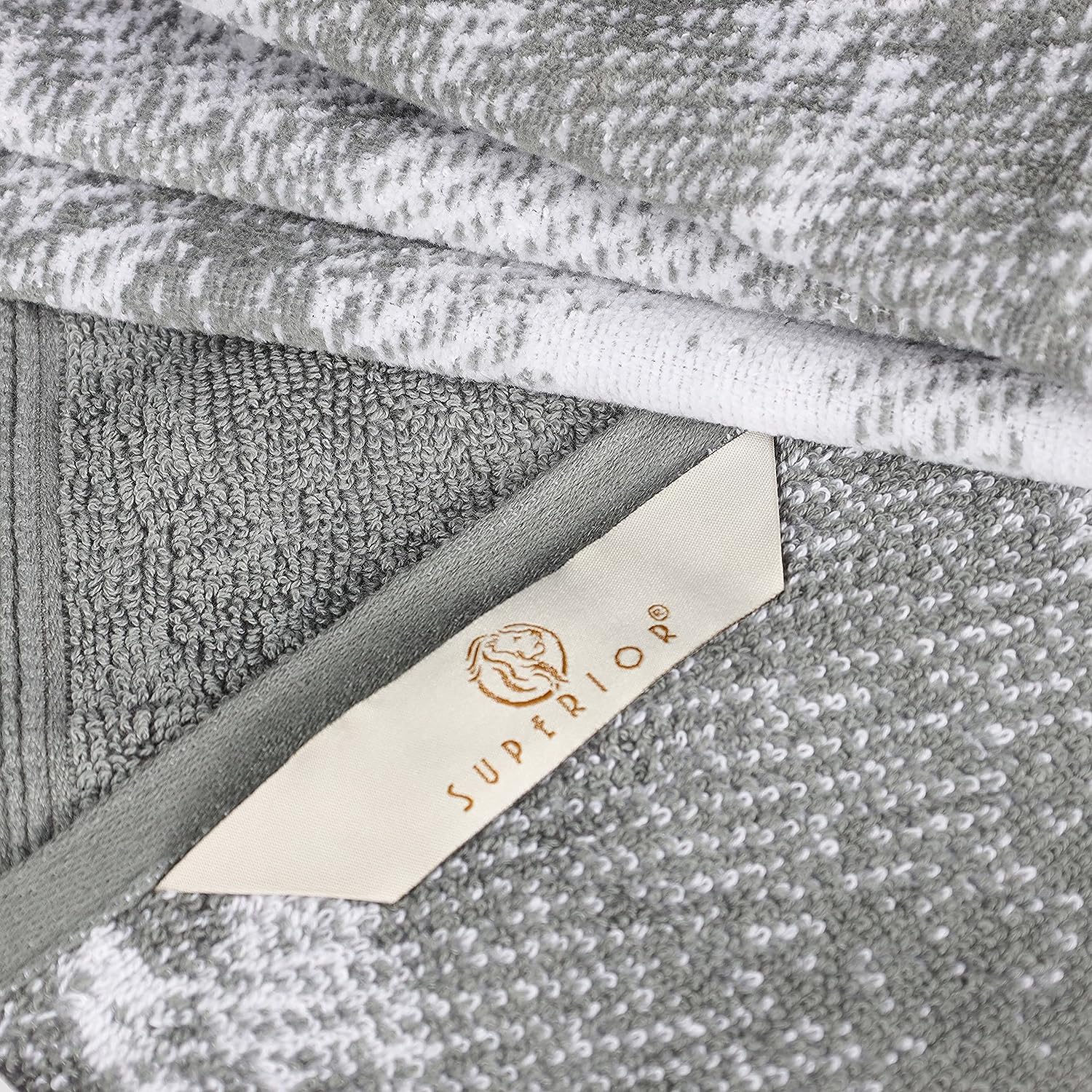 Superior Cotton Medium Weight Marble Solid Jacquard Border Bath Towels (Set of 4) - Grey