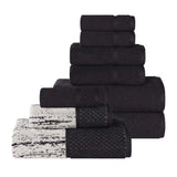 Lodi Cotton 9-Piece Bathroom Towel Set – Absorbent Mid-Weight Solids & Patterns