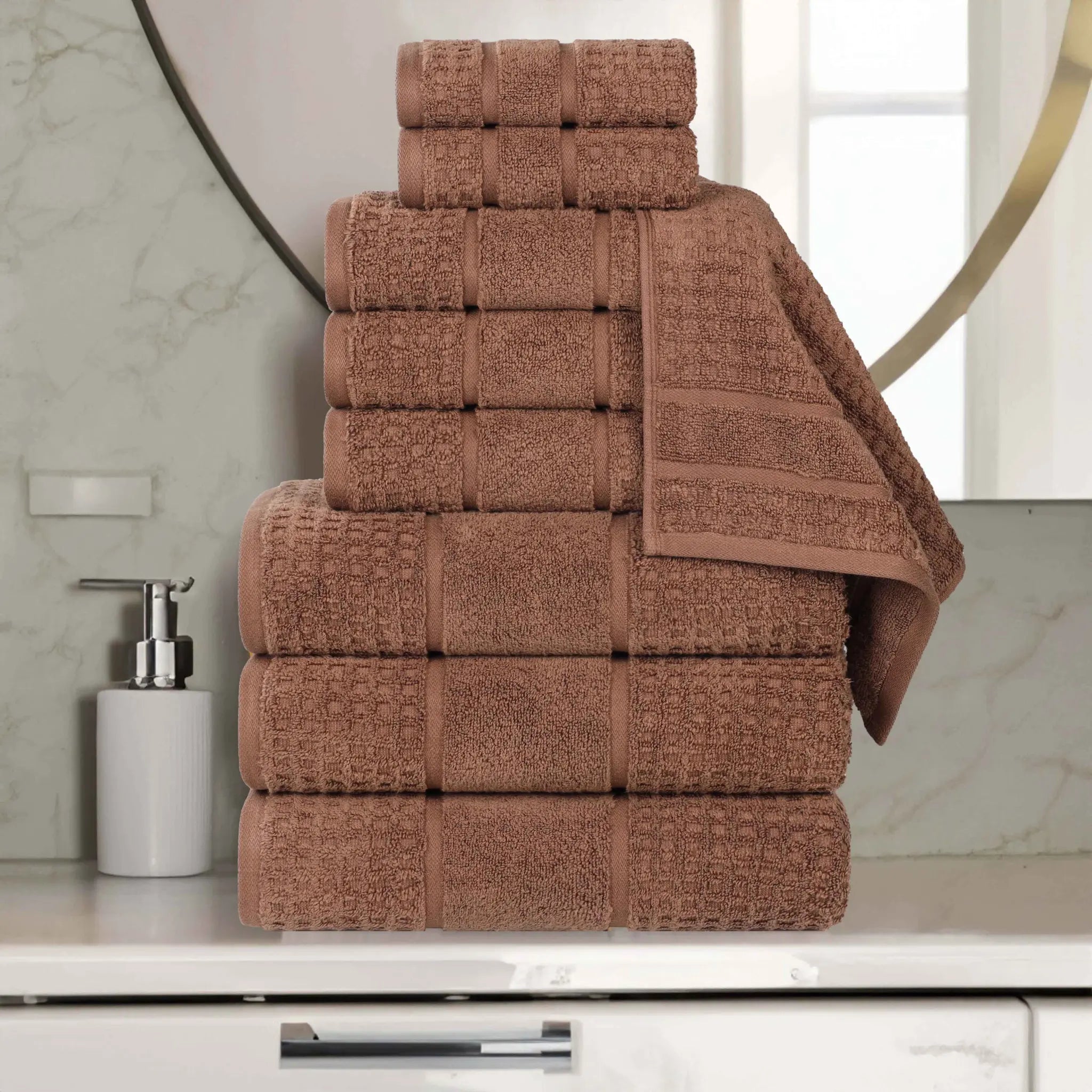 Napa Zero Twist Cotton Solid Waffle Honeycomb 9 Piece Towel Set - Towel Set by Superior Brand