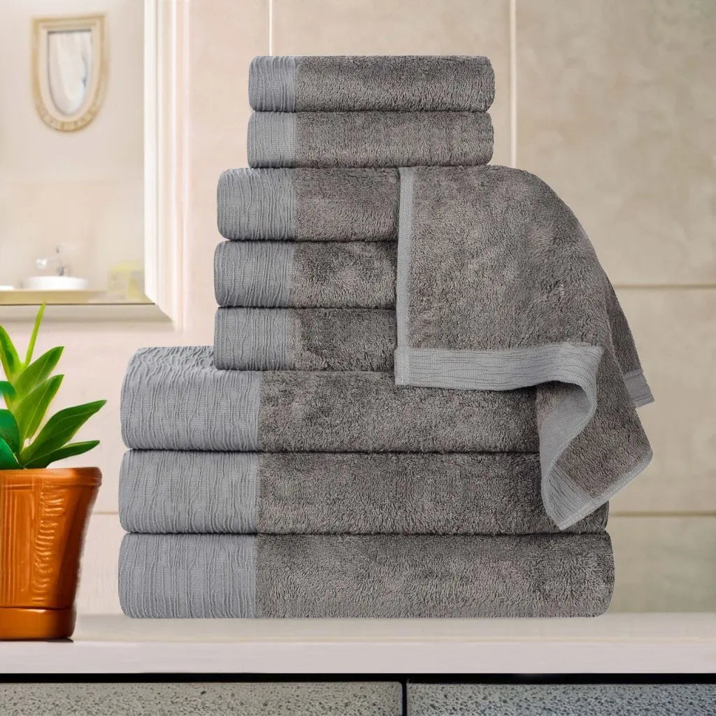 Rayon from Bamboo Eco-Friendly Fluffy Soft Solid 9 Piece Towel Set - Towel Set by Superior Brand
