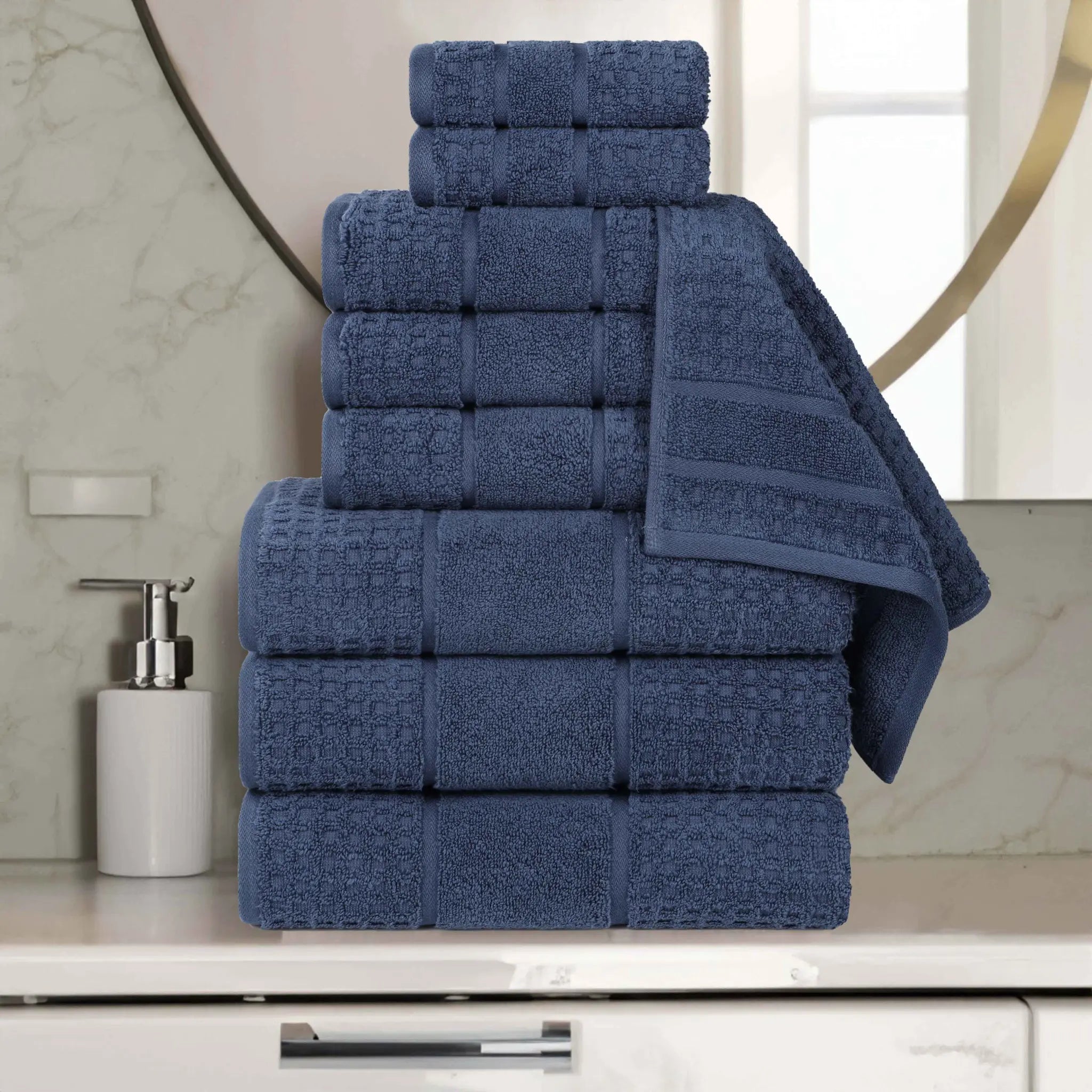 Napa Zero Twist Cotton Solid Waffle Honeycomb 9 Piece Towel Set - Towel Set by Superior Brand