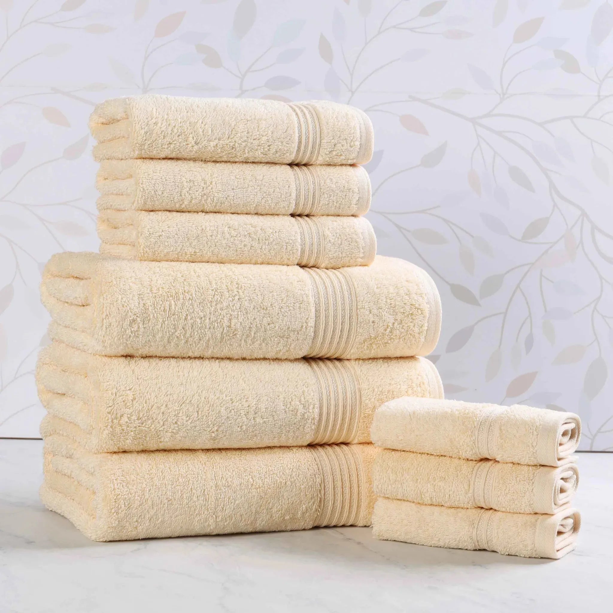Egyptian Cotton Heritage Plush Towel Set 9 Piece - Egyptian Cotton Towel Set by Superior Brand