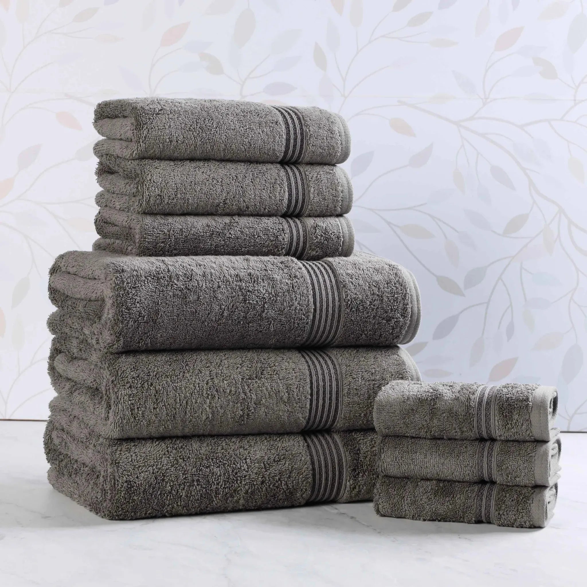 Egyptian Cotton Heritage Plush Towel Set 9 Piece - Egyptian Cotton Towel Set by Superior Brand