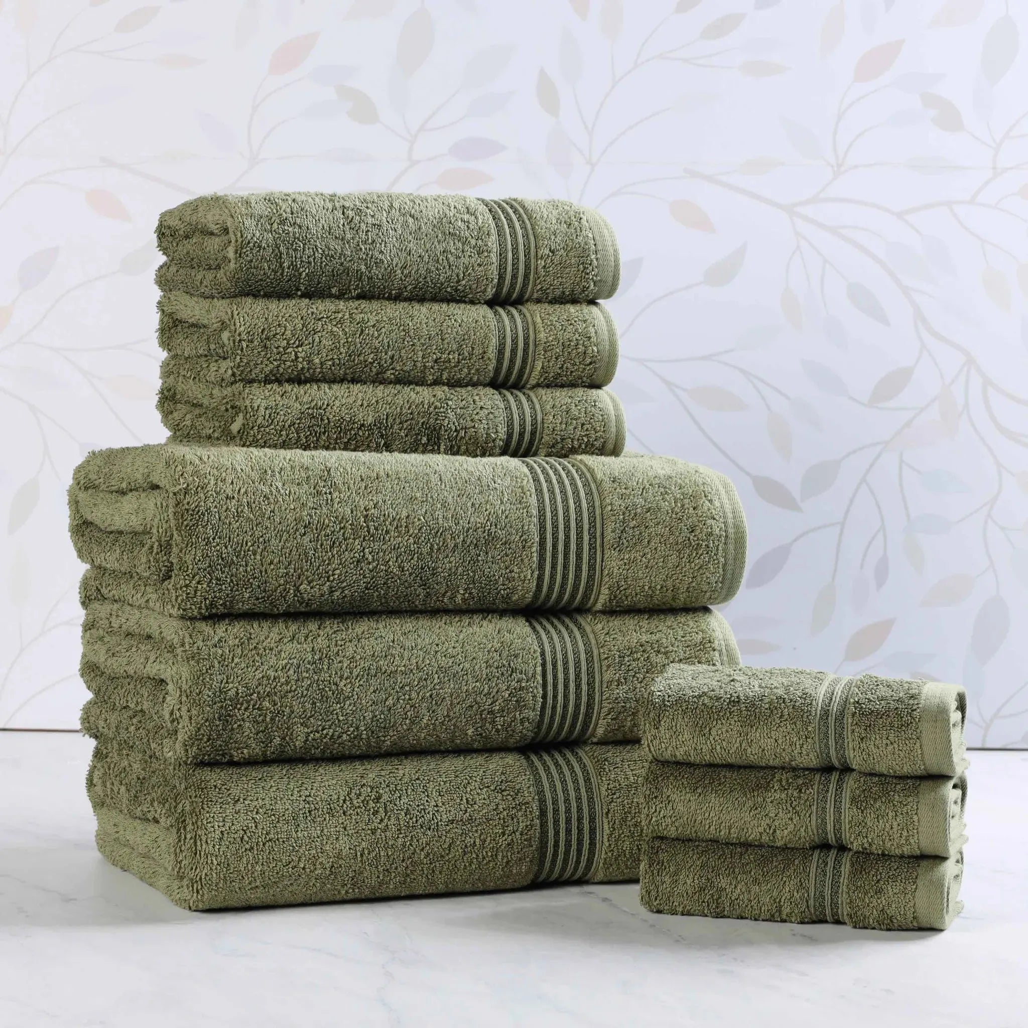 Egyptian Cotton Heritage Plush Towel Set 9 Piece - Egyptian Cotton Towel Set by Superior Brand