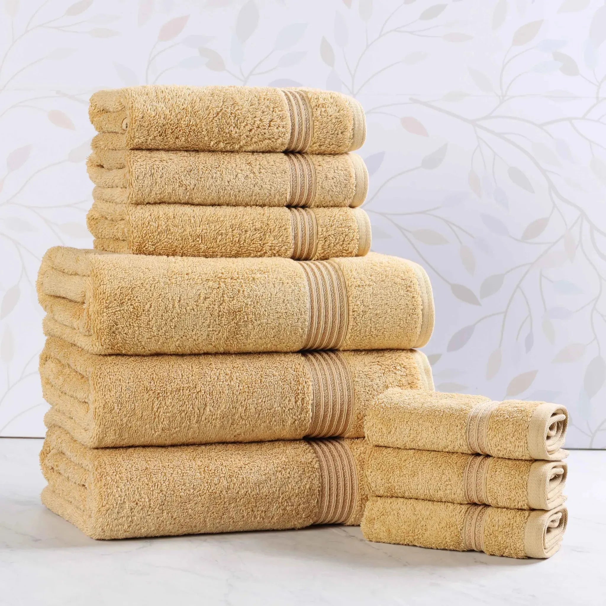 Egyptian Cotton Heritage Plush Towel Set 9 Piece - Egyptian Cotton Towel Set by Superior Brand