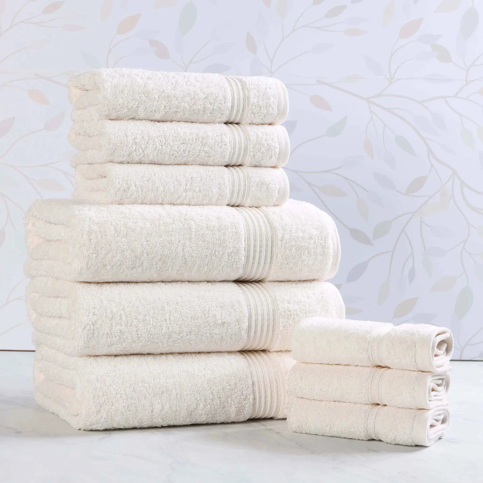 Egyptian Cotton Heritage Plush Towel Set 9 Piece - Egyptian Cotton Towel Set by Superior Brand