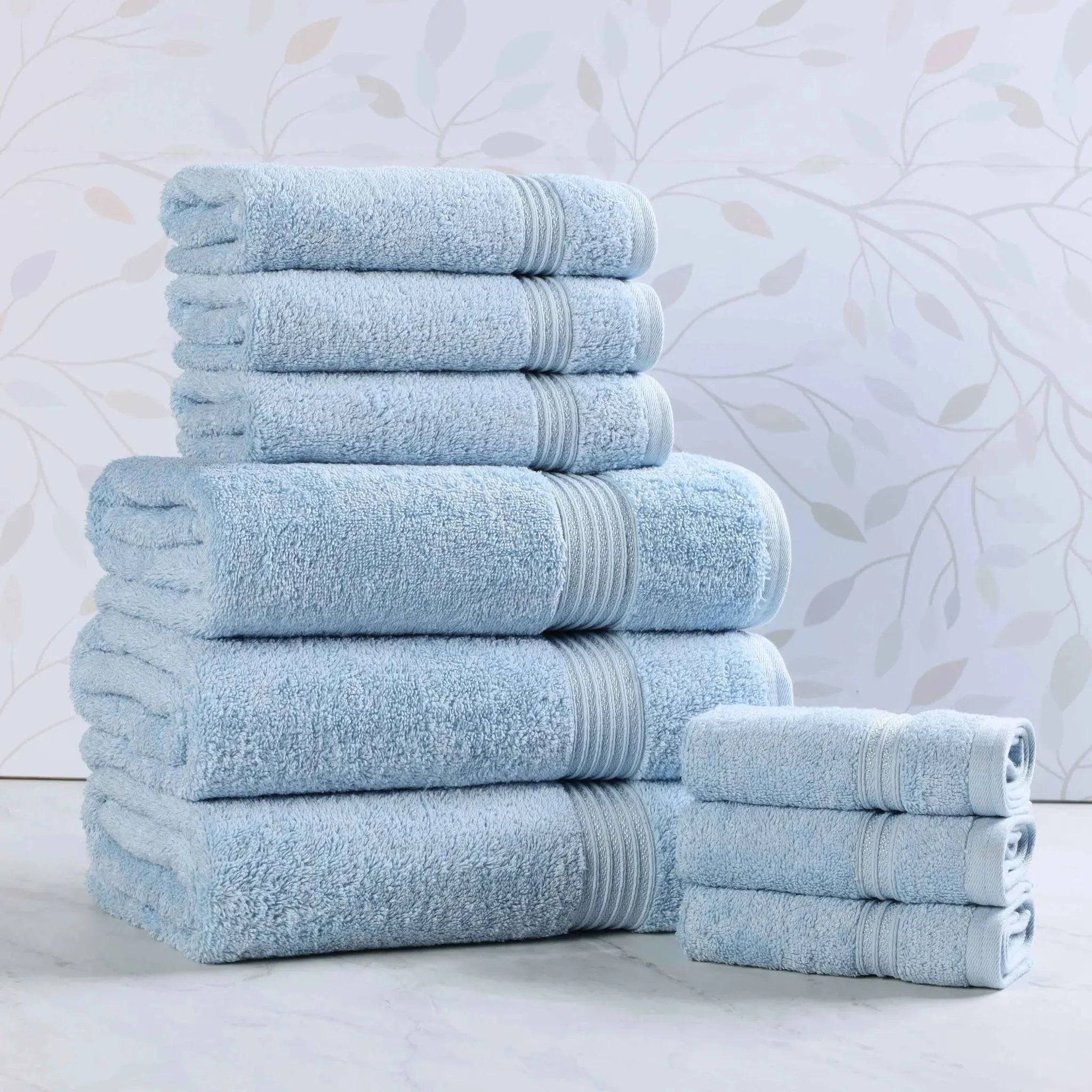 Egyptian Cotton Heritage Plush Towel Set 9 Piece - Egyptian Cotton Towel Set by Superior Brand
