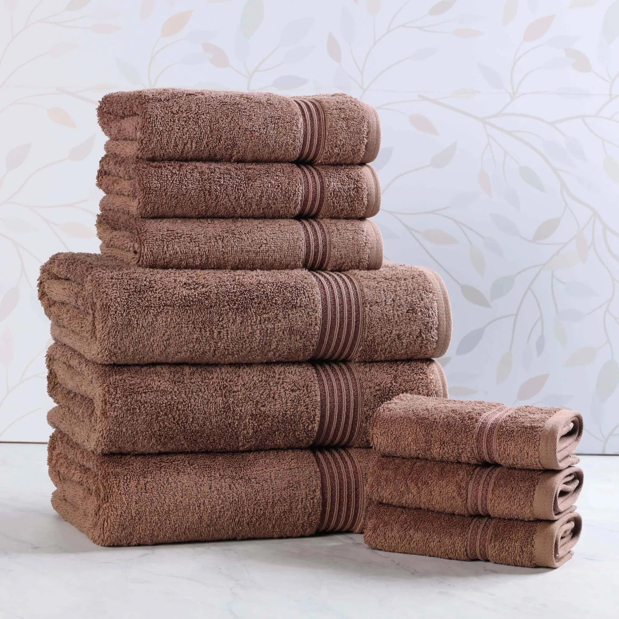 Egyptian Cotton Heritage Plush Towel Set 9 Piece - Egyptian Cotton Towel Set by Superior Brand